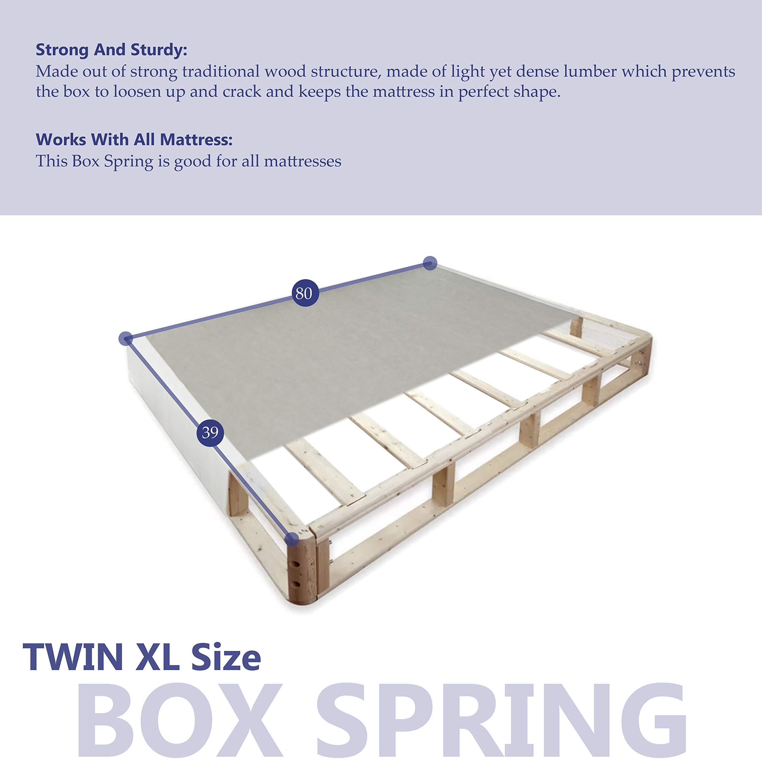 Premium Fully Assembled Wood Split Traditional Box Spring/Foundation for Mattress Set - Twin XL Size (102z-3/3xl-3s) | Durable Support & Easy Setup | Ideal for Bedrooms, Guest Rooms & Dorms