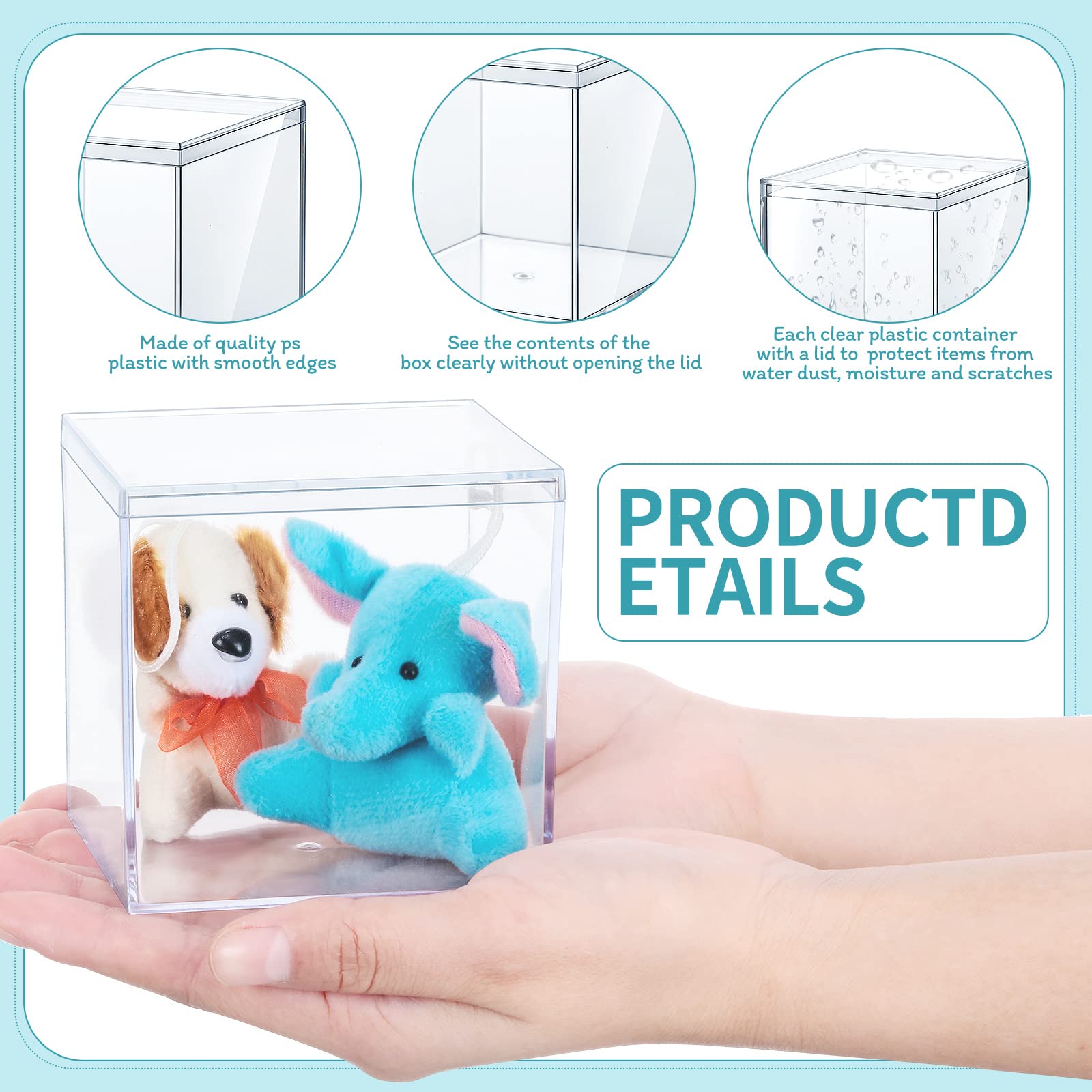 Yulejo 30-Pack Clear Acrylic Storage Boxes with Lids - 3.3 x 3.3 x 3.3 Inch Square Plastic Organizer Containers for Candy, Jewelry, Crafts, Office & Home Organization - Stackable Display Boxes for Retail, Beads, Makeup & Small Items Storage