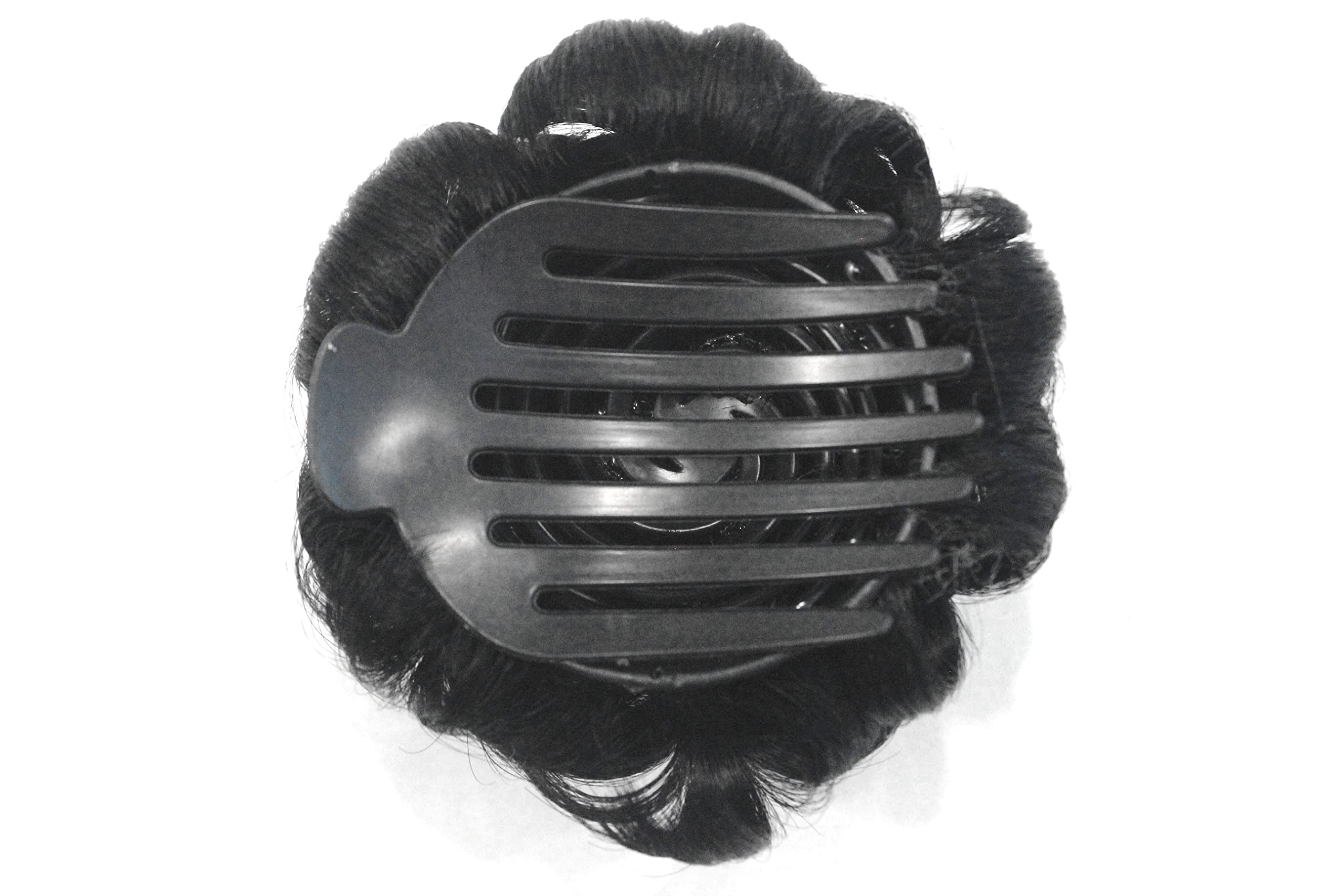 La Belleza Women's Hair Clutchers with Stones - Juda Bun Hair Extension - Artificial Synthetic Hair in Natural Black for Weddings, Parties & Special Occasions