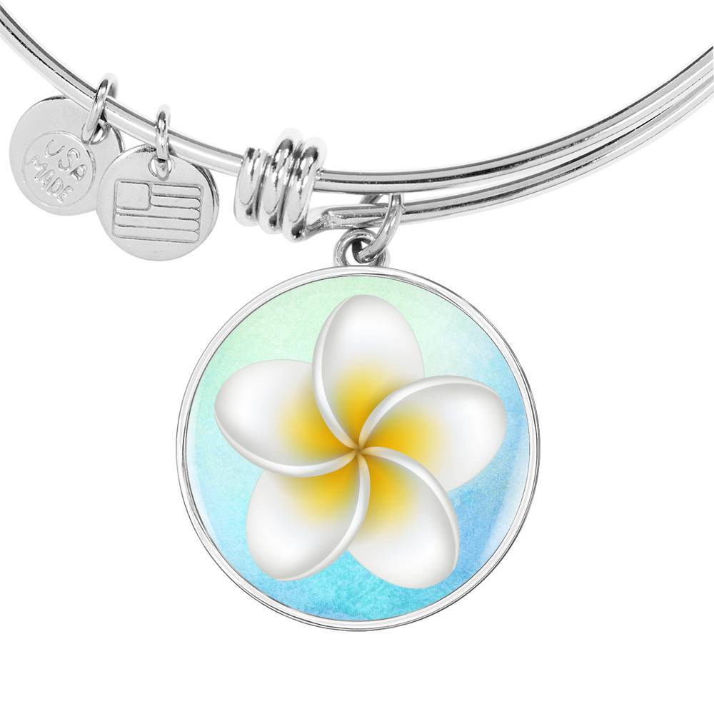 Elegant Frangipani Flower Bangle Bracelet for Women - Handmade Boho Jewelry for Casual Wear, Parties & Special Occasions