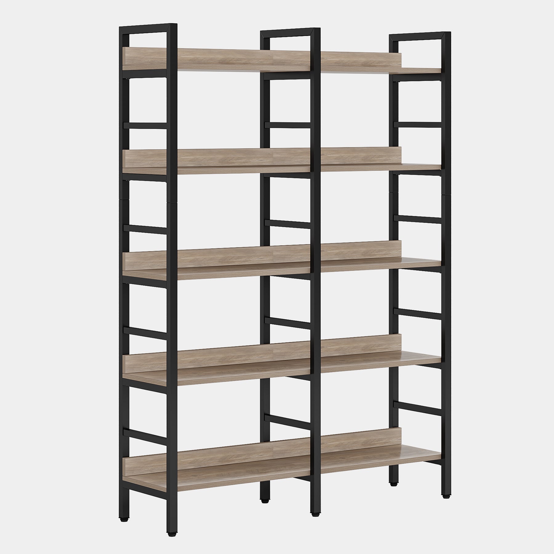 5 Tier Bookshelf - Double Wide Bookcase Storage Shelves Unit for Home Office, Living Room & Bedroom Organization | Sturdy & Spacious Book Display Shelf