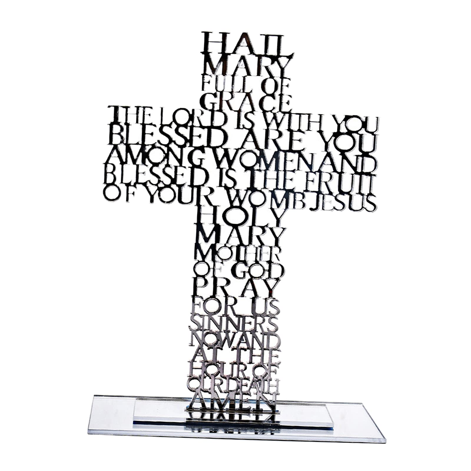 Baoblaze Standing Crucifix - 10 Inch Jesus Christ Cross Sculpture for Home Chapel, Bedroom Decor, Christian Gift (Silver) | Perfect for Prayer Altars, Church Displays & Spiritual Decorations