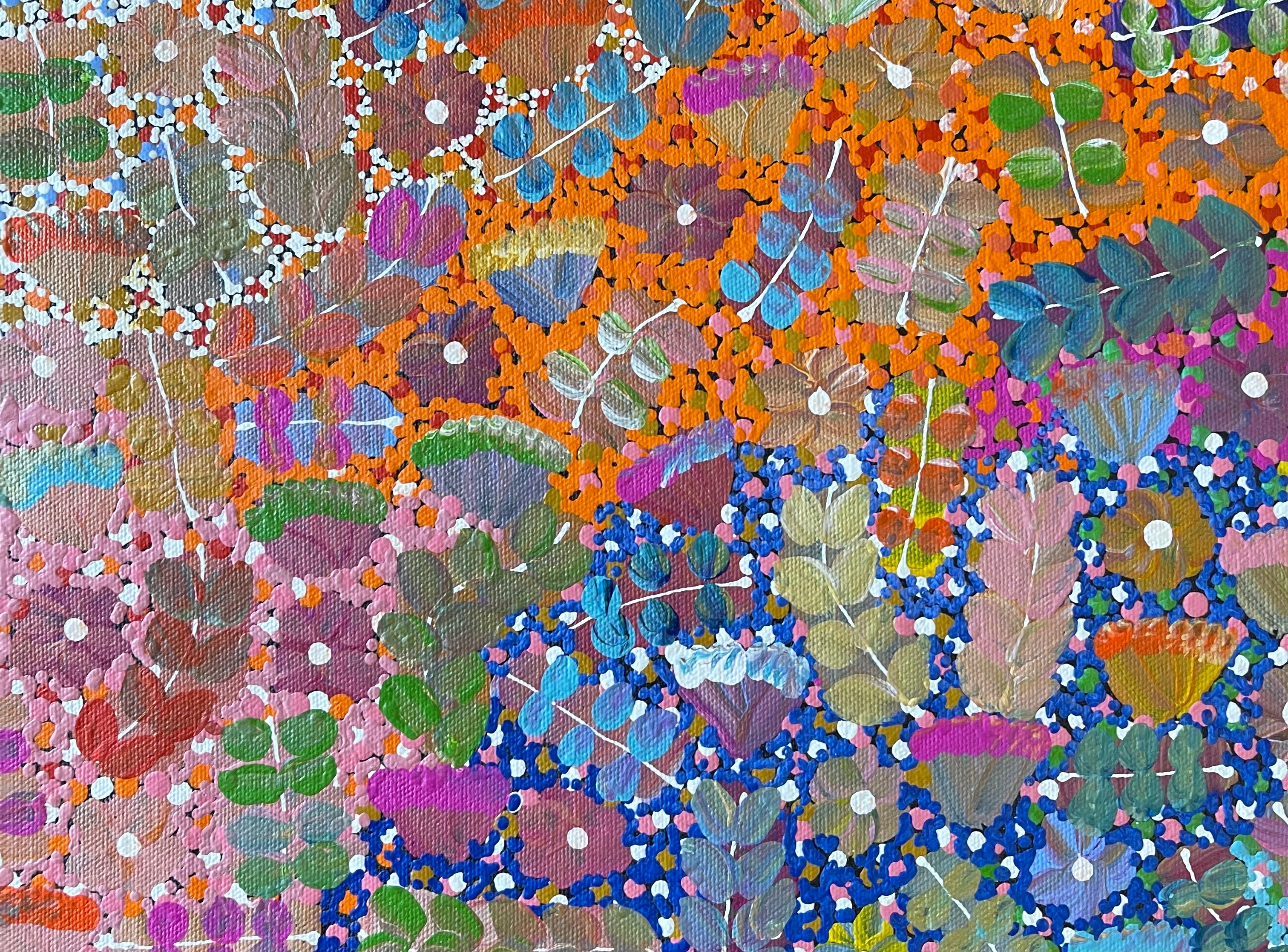 Joycie Morton Petyarre Aboriginal Art - Authentic Australian Dot Painting Canvas Wall Decor for Home & Office | Perfect for Living Room, Bedroom or Gallery Display