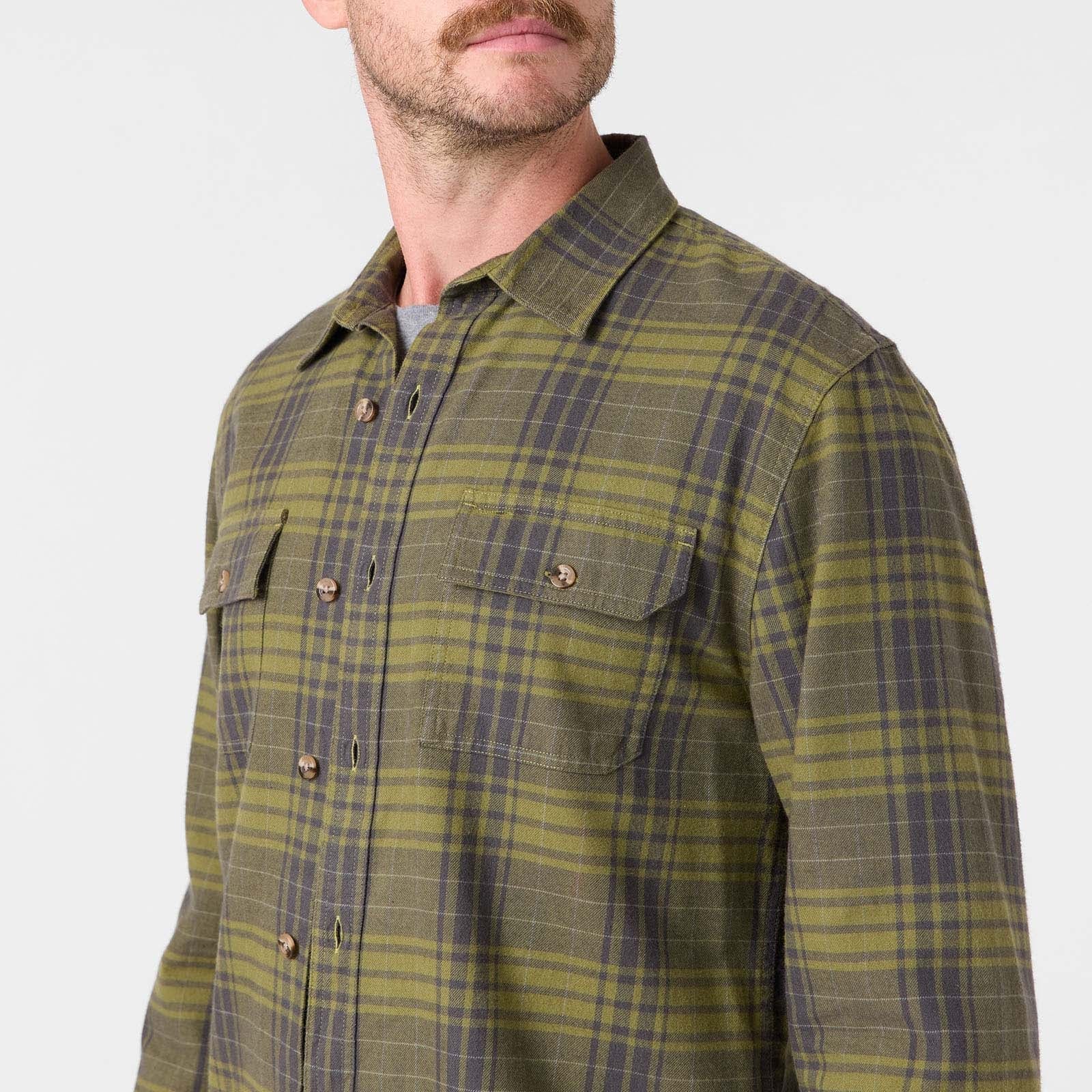 Men's Park Flannel Shirt - Soft Plaid Long Sleeve Button Down for Outdoor Camping & Fall Fashion