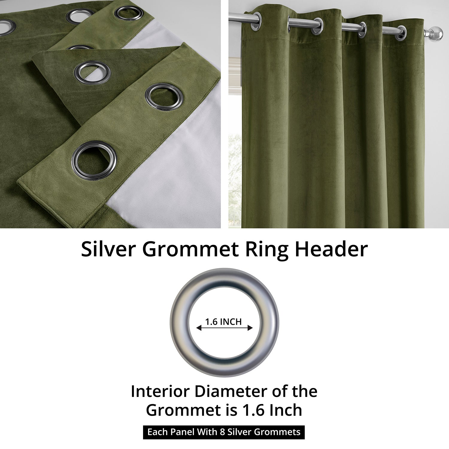 Hunter Green Blackout Curtains with Grommet Top - Soft Velvet Fabric for Noise Reduction & Light Blocking - Perfect for Bedrooms, Living Rooms & Home Theater