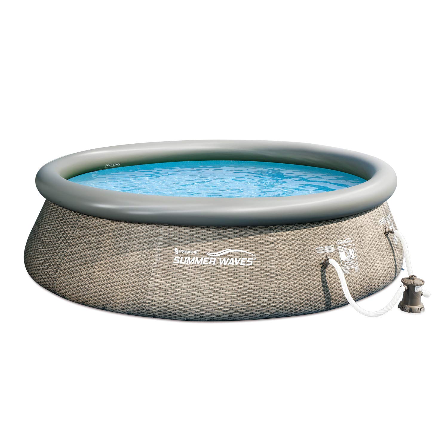 Summer Waves 14 Ft x 36 in Quick Set Above Ground Inflatable Outdoor Swimming Pool with Filter Pump, Ladder & Filter Cartridge - Perfect for Backyard Fun, Family Gatherings & Summer Cooling