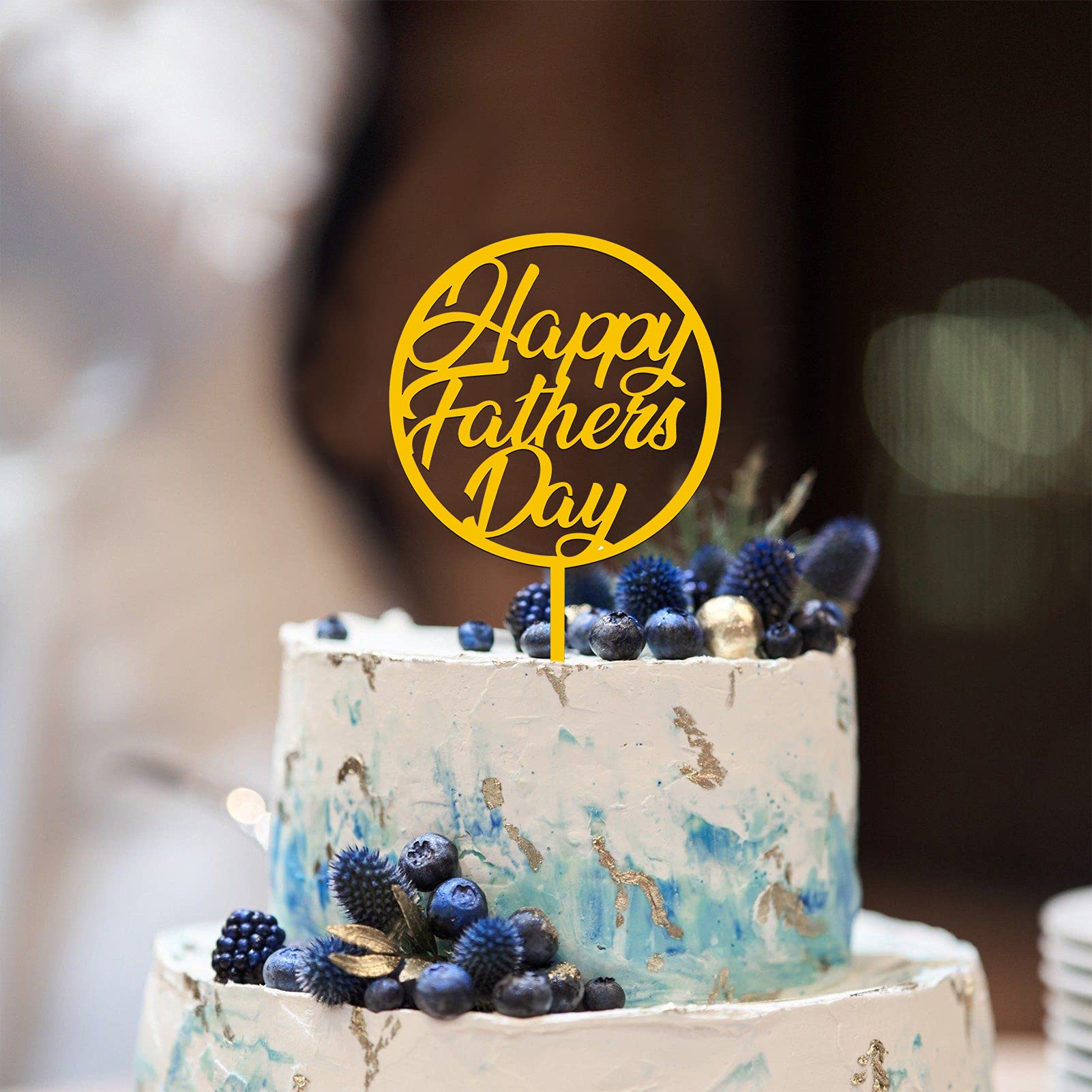 12Pcs Gold & Black Acrylic Happy Birthday Cake Toppers for Dad - Father's Day Party Decorations, Cupcake Picks, Food Decor - Perfect for Father's Birthday Celebrations, Retirement Parties & Family Gatherings