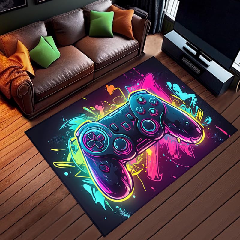 Premium Gaming Rugs - 36x24 Inches Gamepad Design Carpet for Esports Gaming Room, Boys Bedroom & Living Room Decor - Perfect for Gaming Setup, Man Cave, and Gamer Gift Ideas