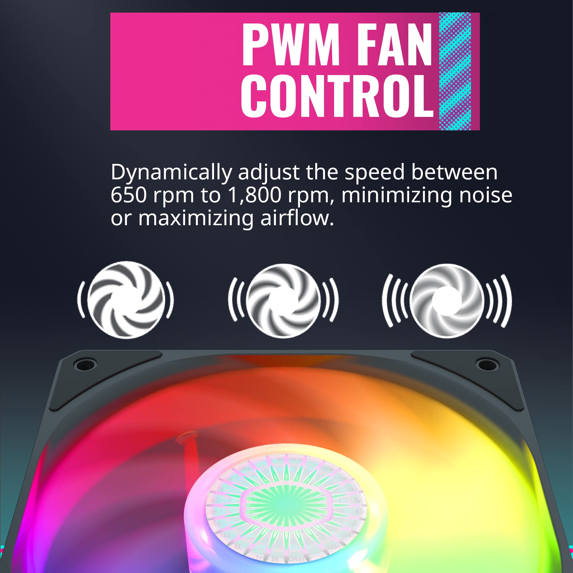 Cooler Master SickleFlow 120 V2 ARGB 3-in-1 Square Frame Fan - 120mm PWM PC Case & Liquid Radiator Cooling Fan with Customizable 3-Pin ARGB LEDs, Air Balance Curve Blades & Sealed Bearing | Perfect for Gaming PC Builds, High-Airflow Cases & Water Cooling Systems