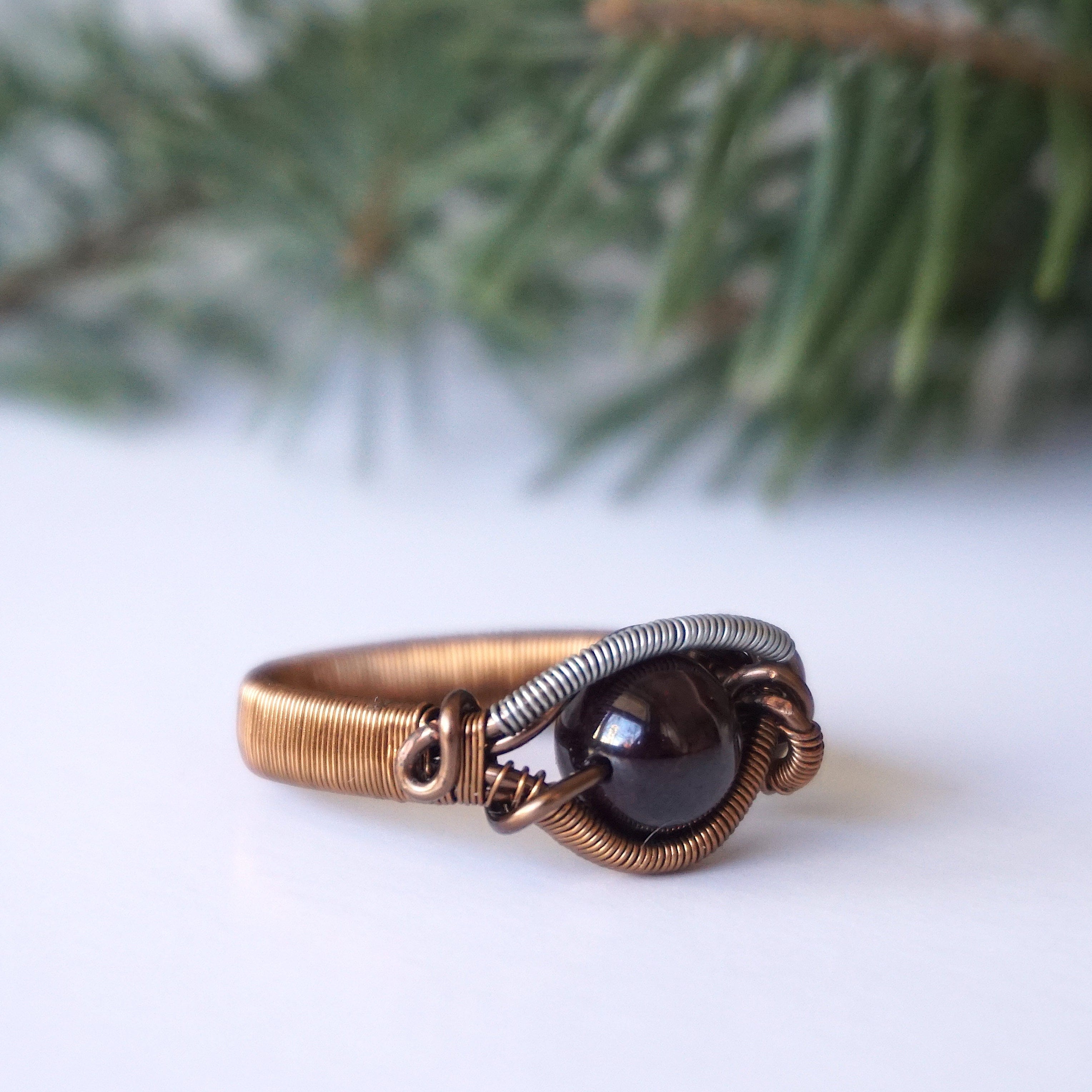 Garnet Crystal Ring in Antique Bronze - Elegant Vintage Jewelry for Women, Perfect for Weddings, Parties & Special Occasions