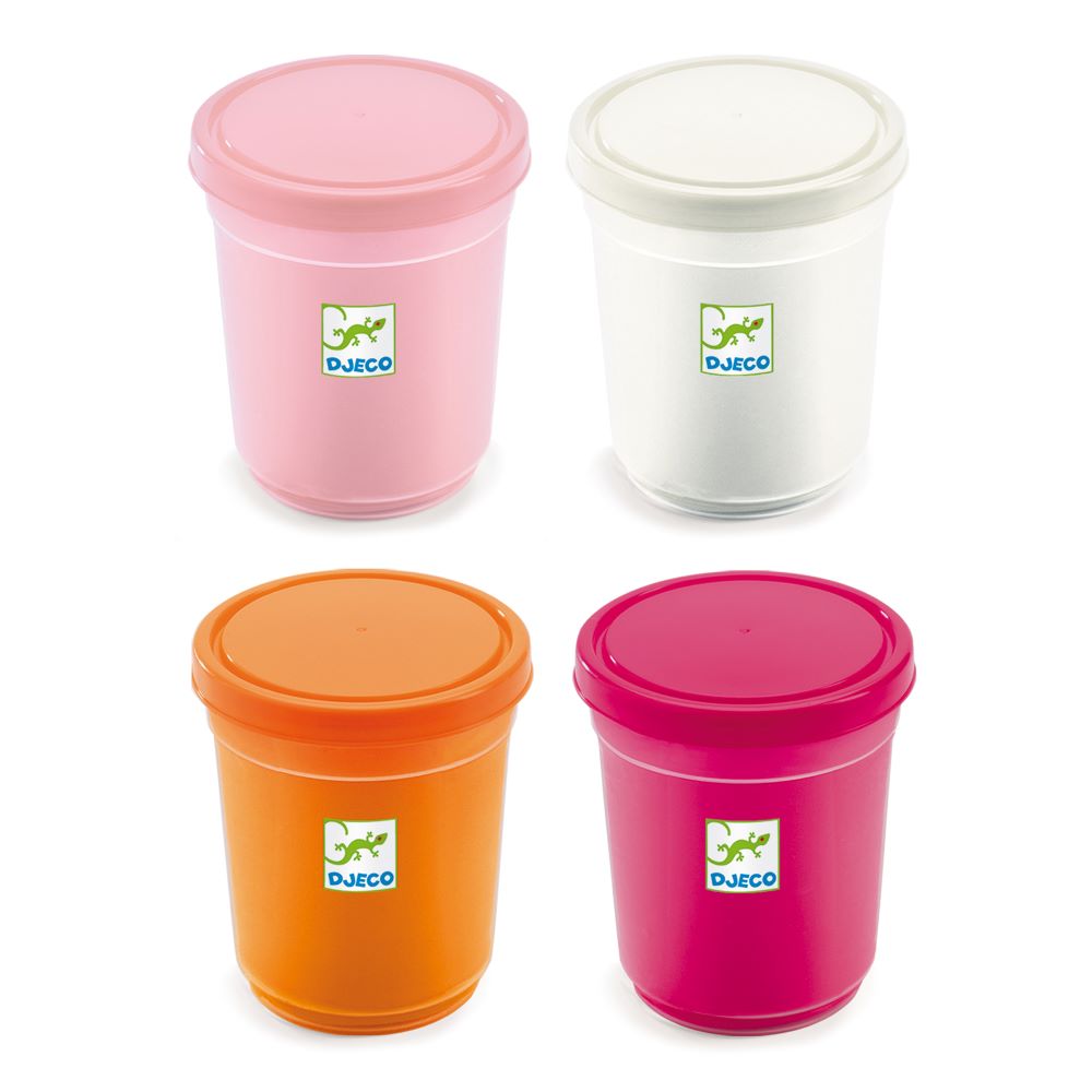 Djeco 4-Pack Modeling Play Dough Set - Non-Toxic, Vibrant Colors for Kids Arts & Crafts - Perfect for Birthday Gifts, Classroom Activities & Creative Play
