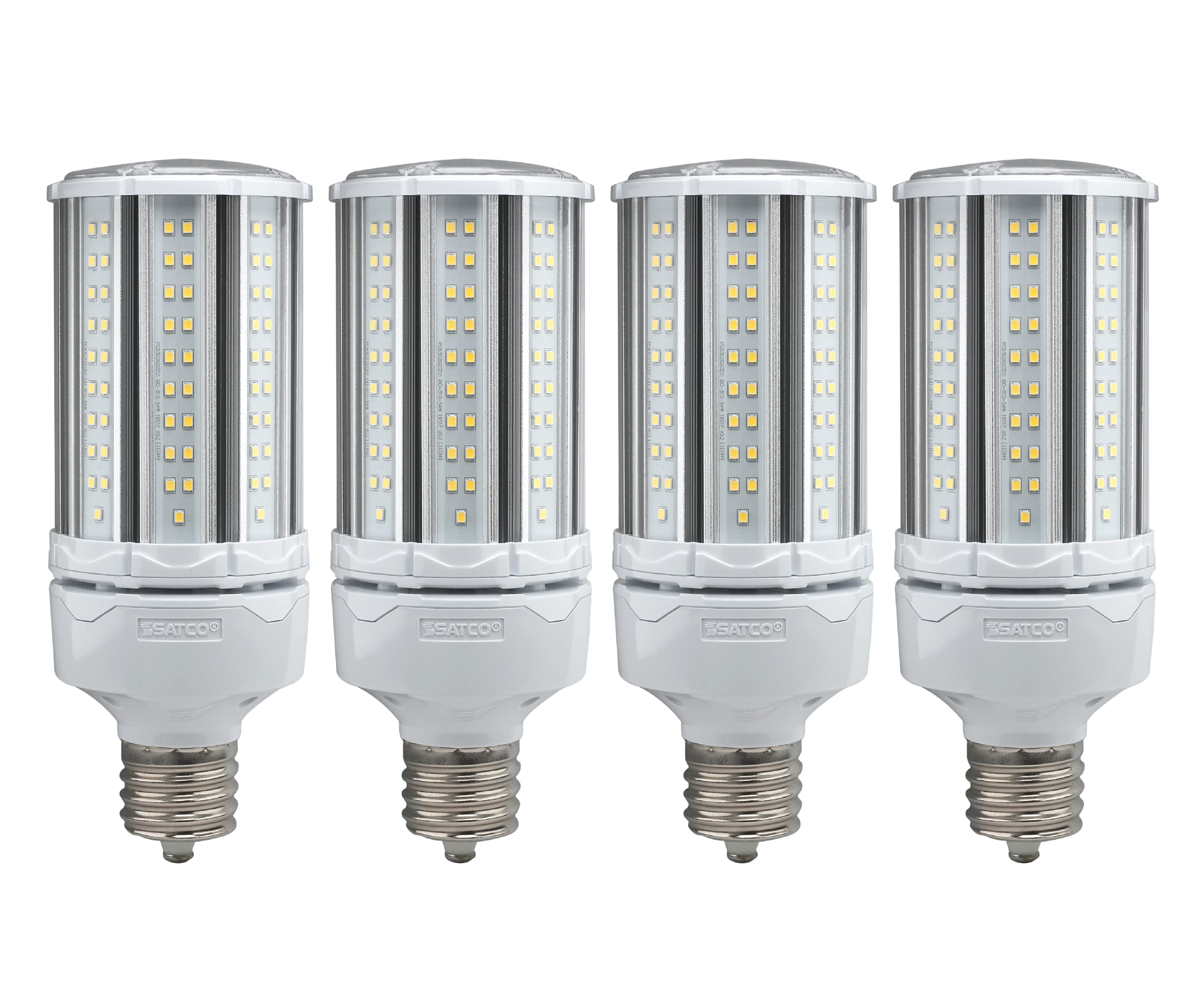 Satco S39394/04 High-Performance LED Corn Cob Light Bulb - 54W, 5000K Daylight, 100-277V, EX39 Base - Energy Efficient HID Replacement (4-Pack) - Perfect for Warehouses, Parking Lots & High Ceiling Commercial Lighting