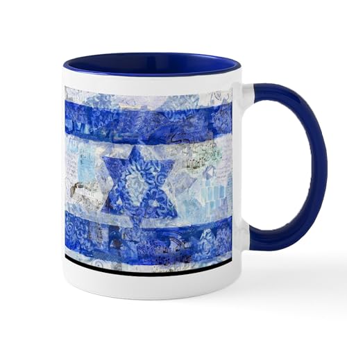 White/Navy Inside - Flag Of Israel Mugs