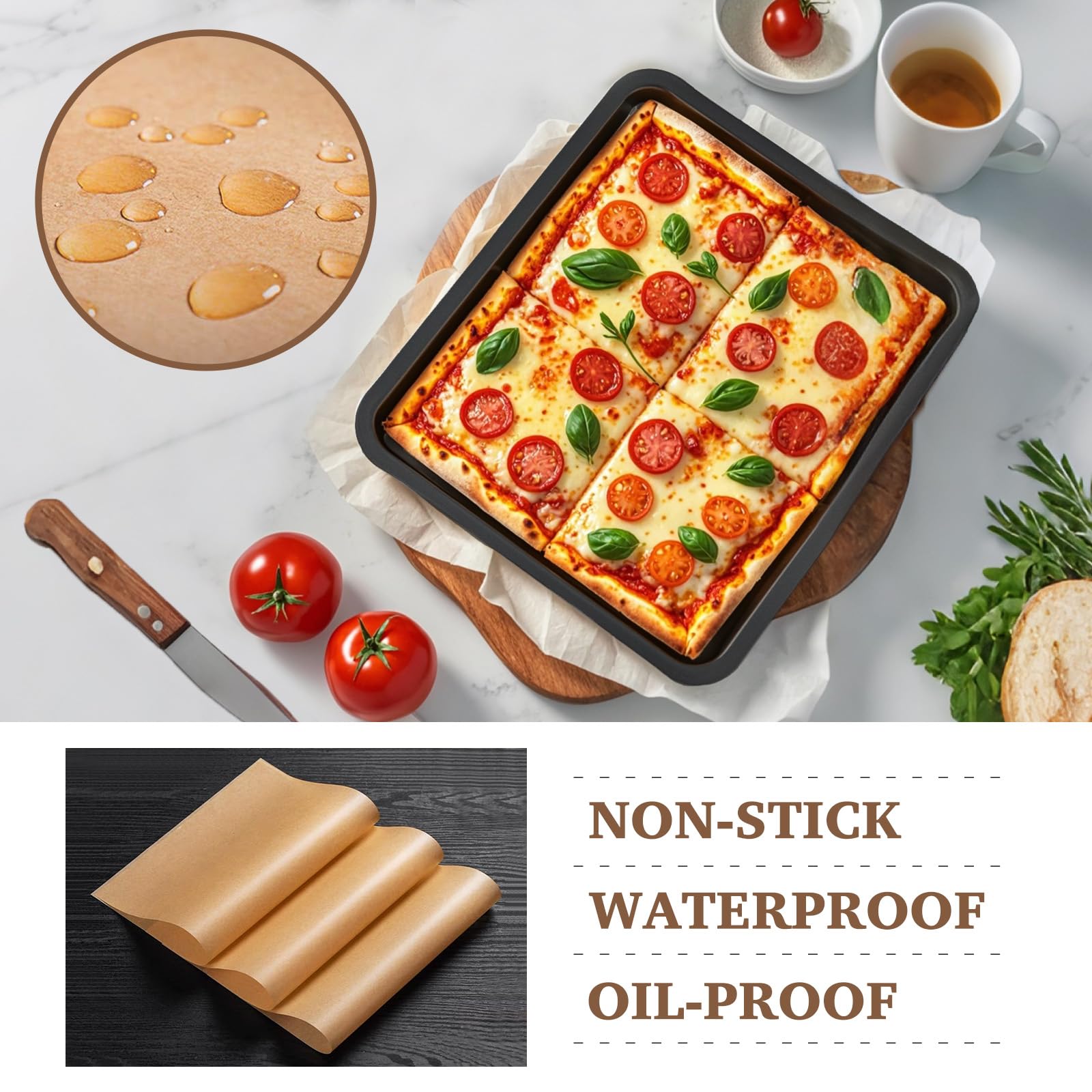 Disposable Air Fryer Liners Parchment Sheets - Compatible with Nuwave Bravo XL, 12-in-1 30qt Smart Oven & Toaster Oven - Non-Stick Baking Accessories for Healthy Cooking, Roasting & Reheating Food