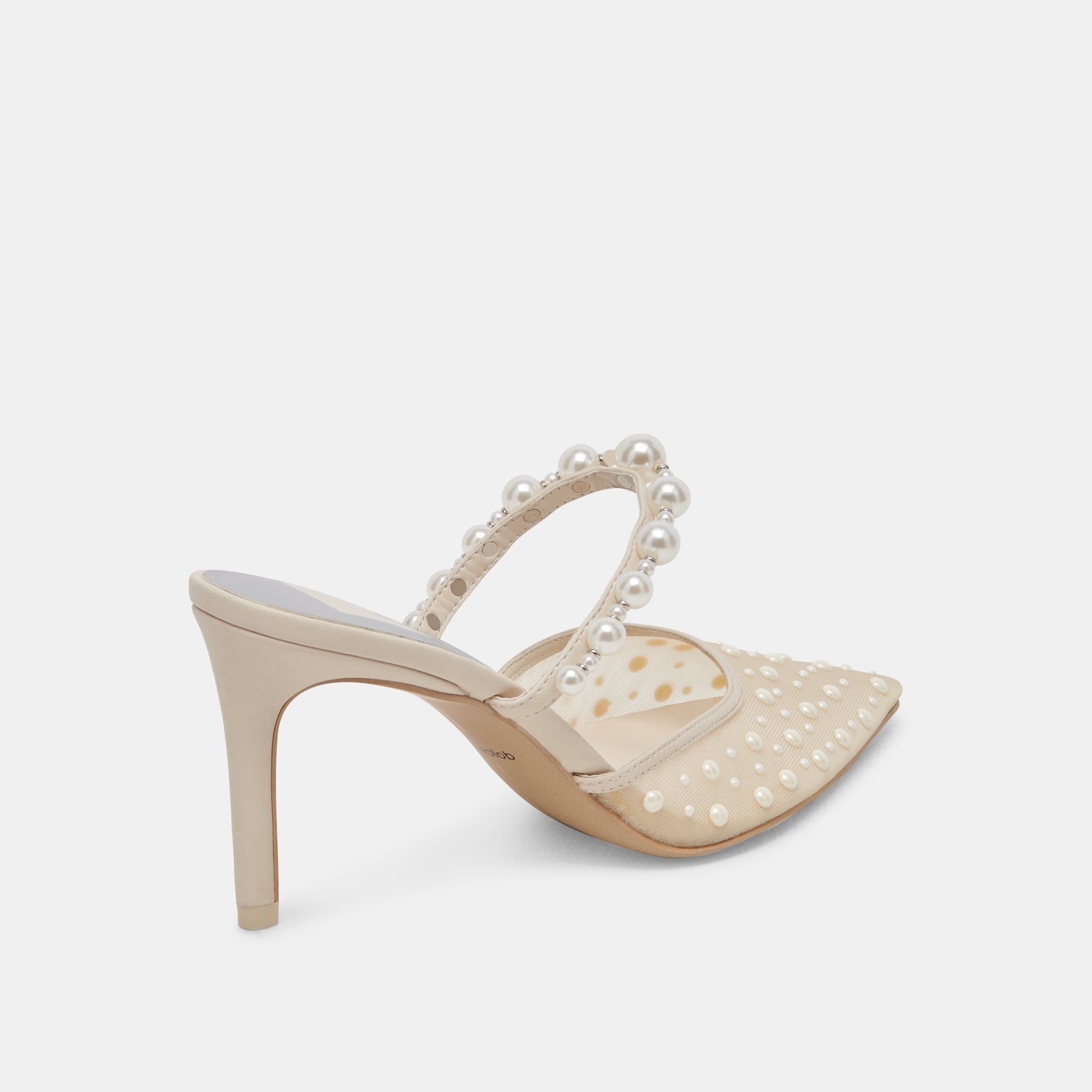 KATIK Pearl Heels Ivory Mesh - Elegant Women's High Heels for Parties, Weddings & Special Occasions | Comfortable & Stylish Dress Shoes
