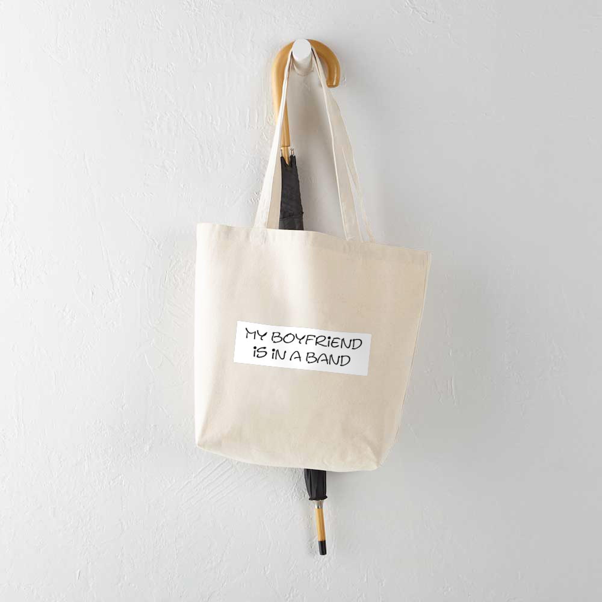 My Boyfriend Is In A Band Tote Bag - Natural Canvas Reusable Shopping Bag for Groceries, Beach & Music Festivals | Eco-Friendly & Durable
