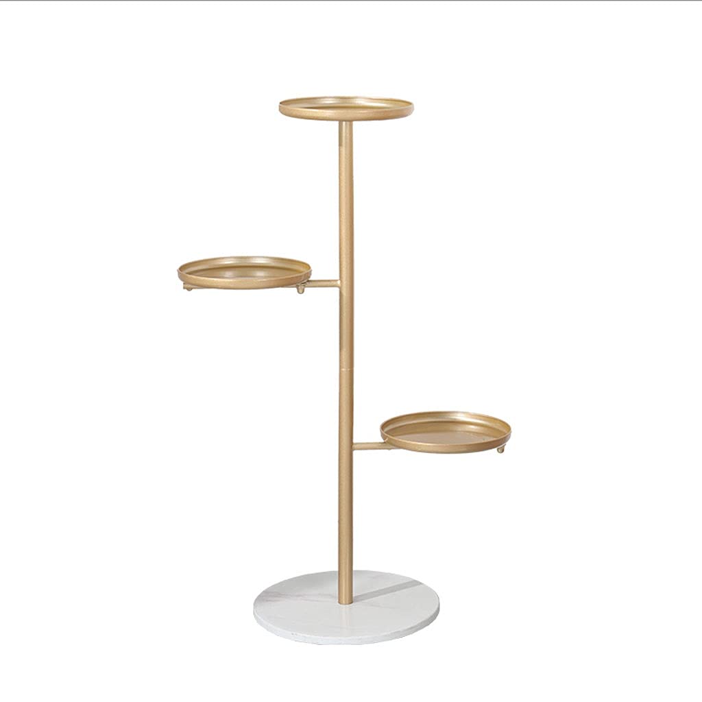 3-Tier Metal Plant Stand with Marble Base - Modern Iron Flower Pot Holder for Indoor Plants - Perfect for Living Room, Bedroom, Office & Balcony Decor (Color: A)