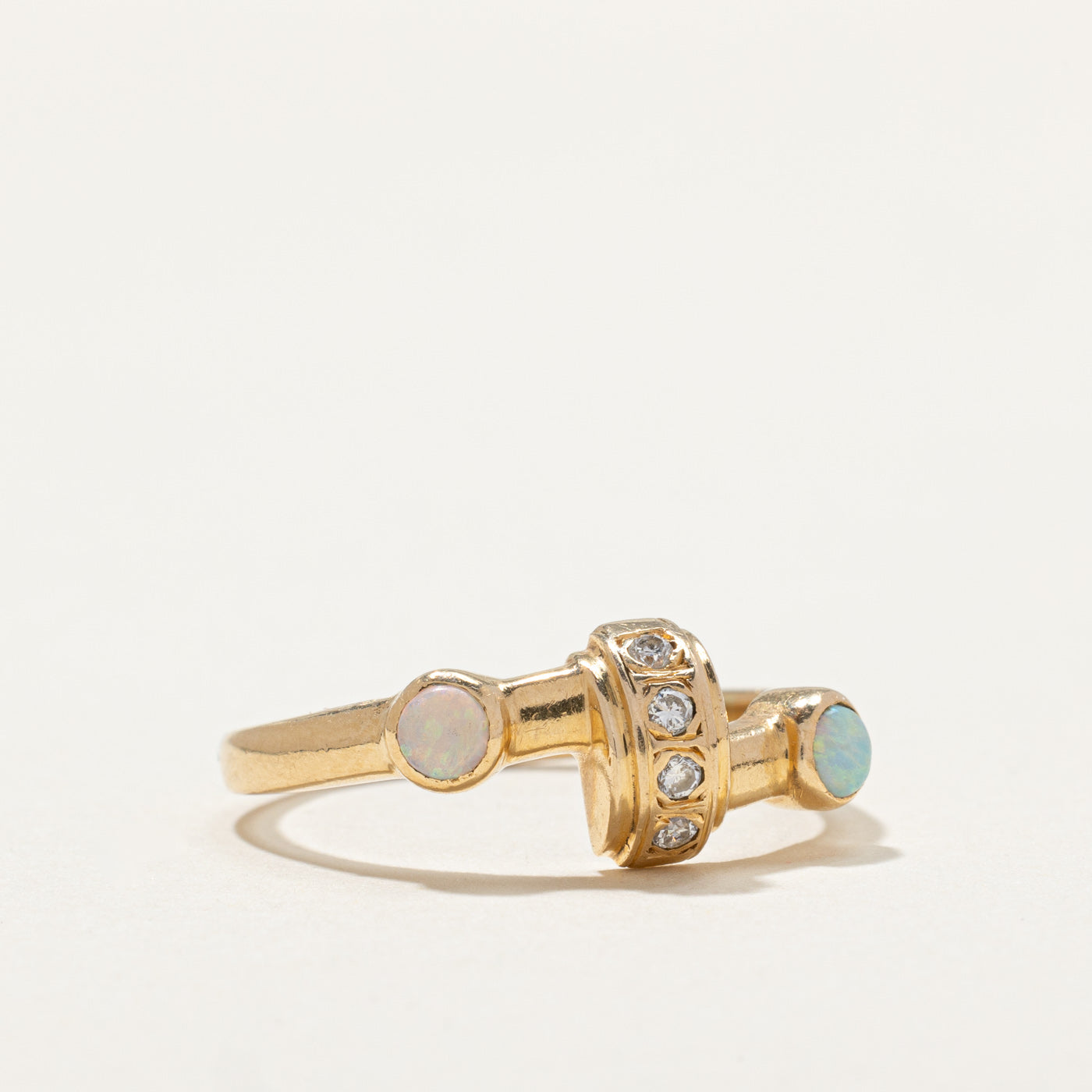 Opal & Diamond Abstract Ring - 0.24ctw Opal & 0.10ctw Diamond - Size 9.25 - Elegant Statement Jewelry for Women - Perfect for Weddings, Anniversaries & Special Occasions