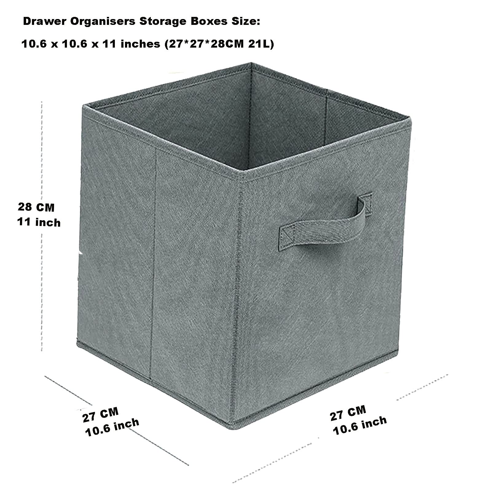 2 Pack Collapsible Fabric Storage Cubes with Handles - Foldable Drawer Organizer Box for Clothes, Bras, Socks, Underwear & Toys | Space Saving Closet & Shelf Storage Solution for Bedroom, Nursery & Office Organization