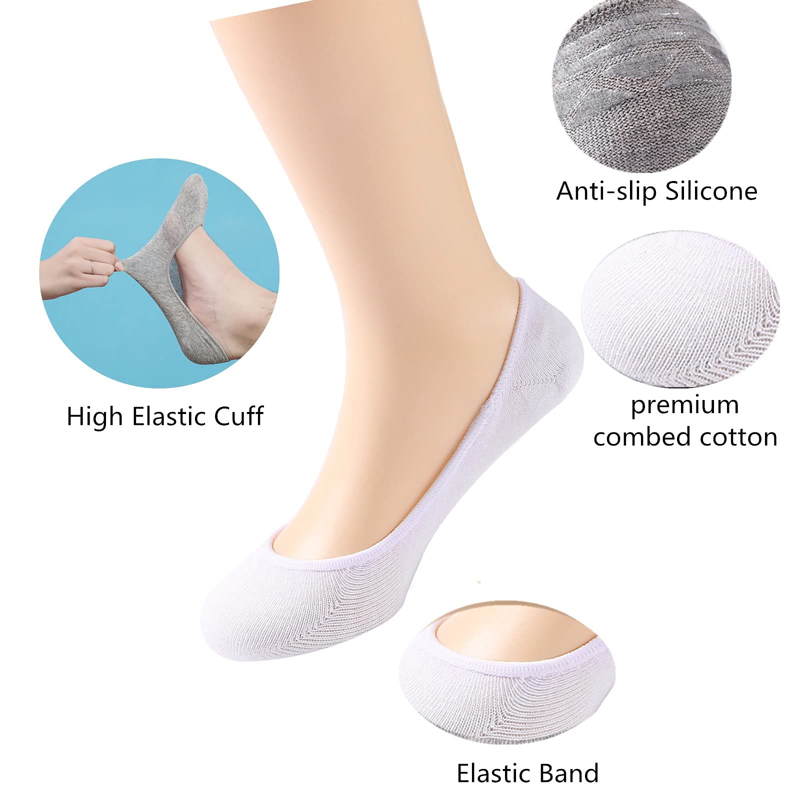 4 Pairs Women's No Show Socks - Anti Slip Invisible Hidden Socks for Sneakers, Flats & Loafers - Comfortable & Breathable for Daily Wear, Workouts & Travel