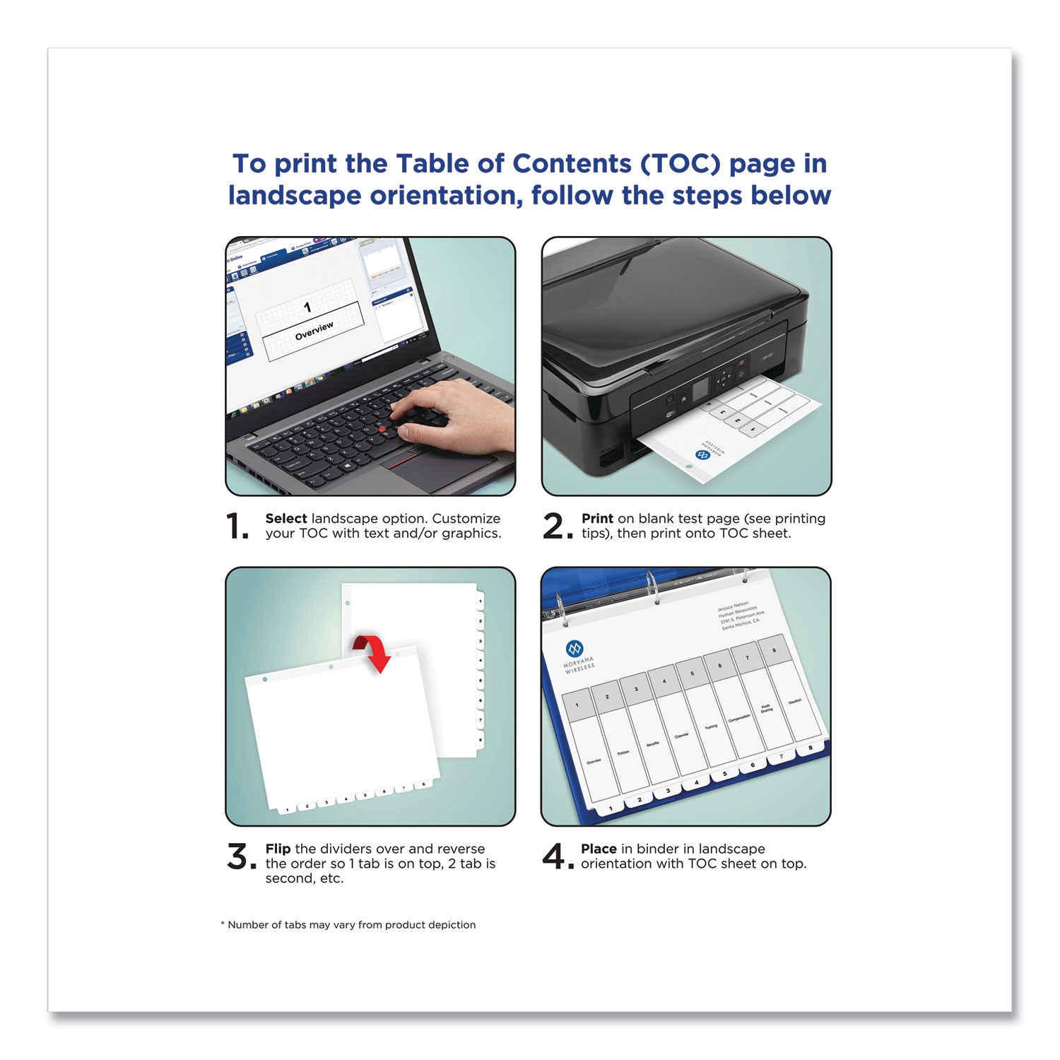 Avery® Customizable Table of Contents Dividers - 5 Tab Index, 1-5, 11 x 8.5 Inches, Black & White, 6 Sets - Perfect for Office Organization, Binders & Document Filing