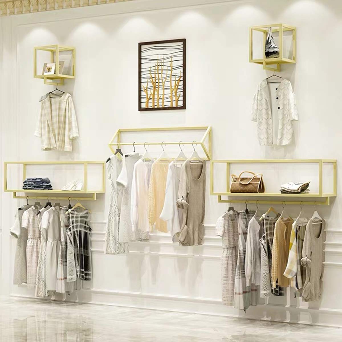 Gold Wall-Mounted Garment Rack - 39