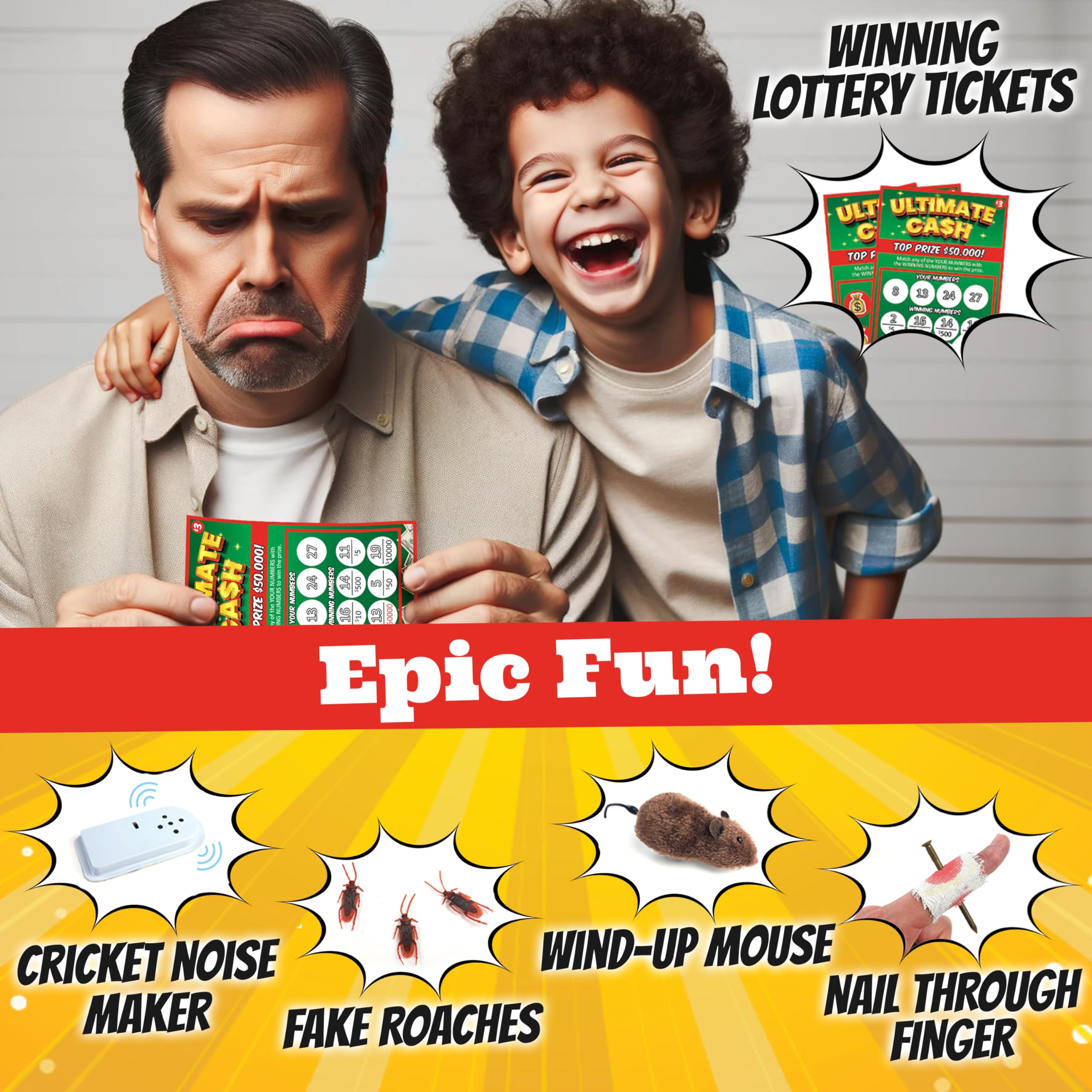 20 Ultimate Practical Jokes & Pranks Kit for Kids - Funny Gag Toys Gift Set Box for Birthday Parties, Halloween Tricks & Family Fun