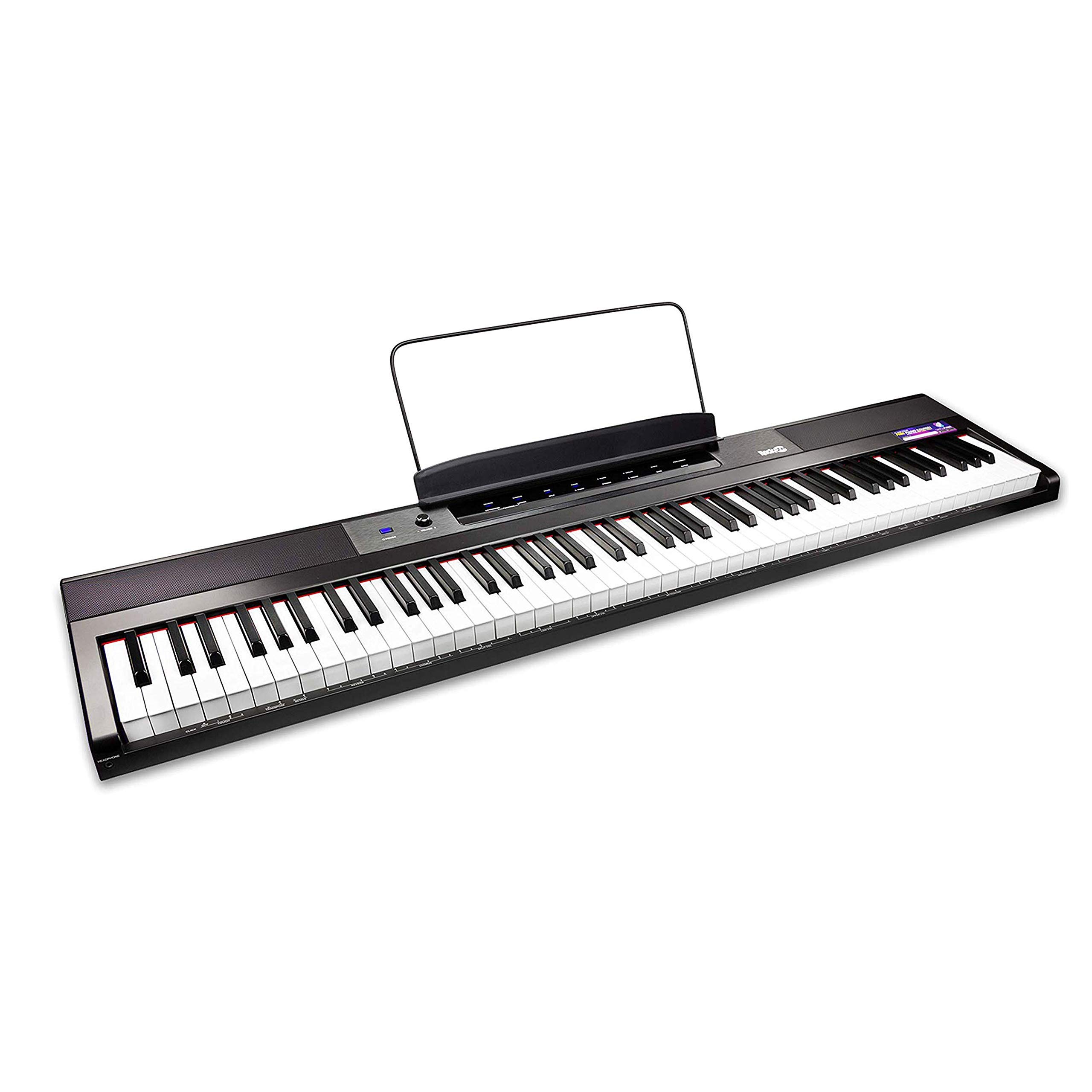 RockJam 88-Key Beginner Digital Piano with Semi-Weighted Keys, Power Supply, Simply Piano App & Key Note Stickers - Includes Adjustable X-Style Keyboard Bench - Perfect for Home Practice, Music Lessons & Small Performances