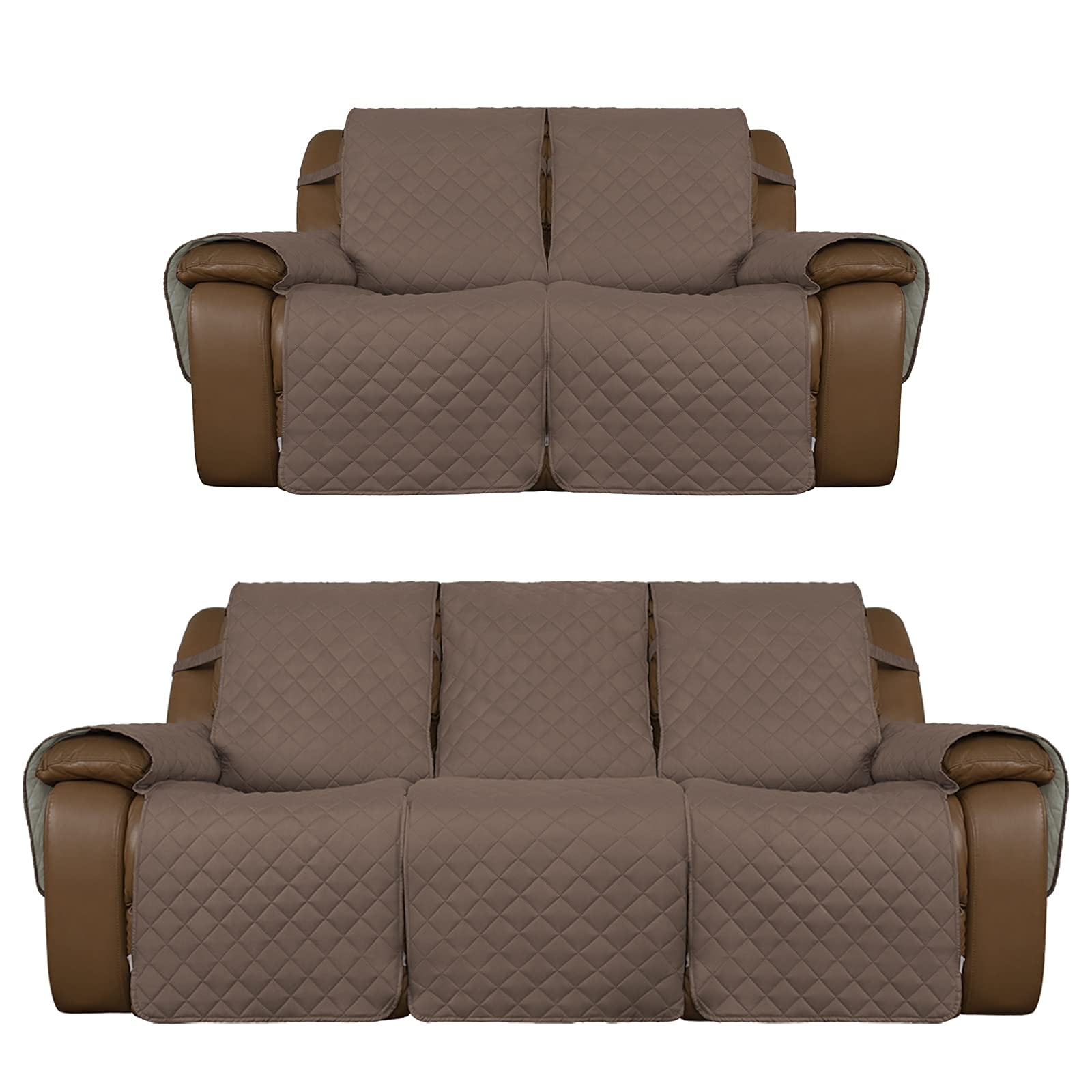 Easy-Going Reversible Recliner Sofa Cover & Loveseat Cover Set - Stretchable Furniture Protector for Living Room, Bedroom, Home Theater (Gray)