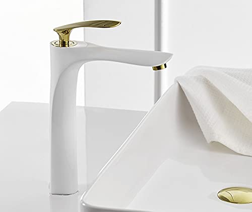 Premium InArt Brass Single Lever Bathroom Basin Mixer Tap - White Gold Finish | Modern Sink Faucet for Vanity, Powder Room & Guest Bathroom