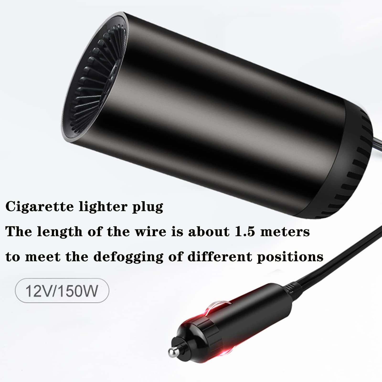 150W 12V Electric Car Fan Heater with 360° Adjustable Head - Low Noise Auto Cooling Fan for Cigarette Lighter in Cars, Trucks, Vans, SUVs, RVs & Boats - Perfect for Summer Road Trips & Hot Weather Commuting