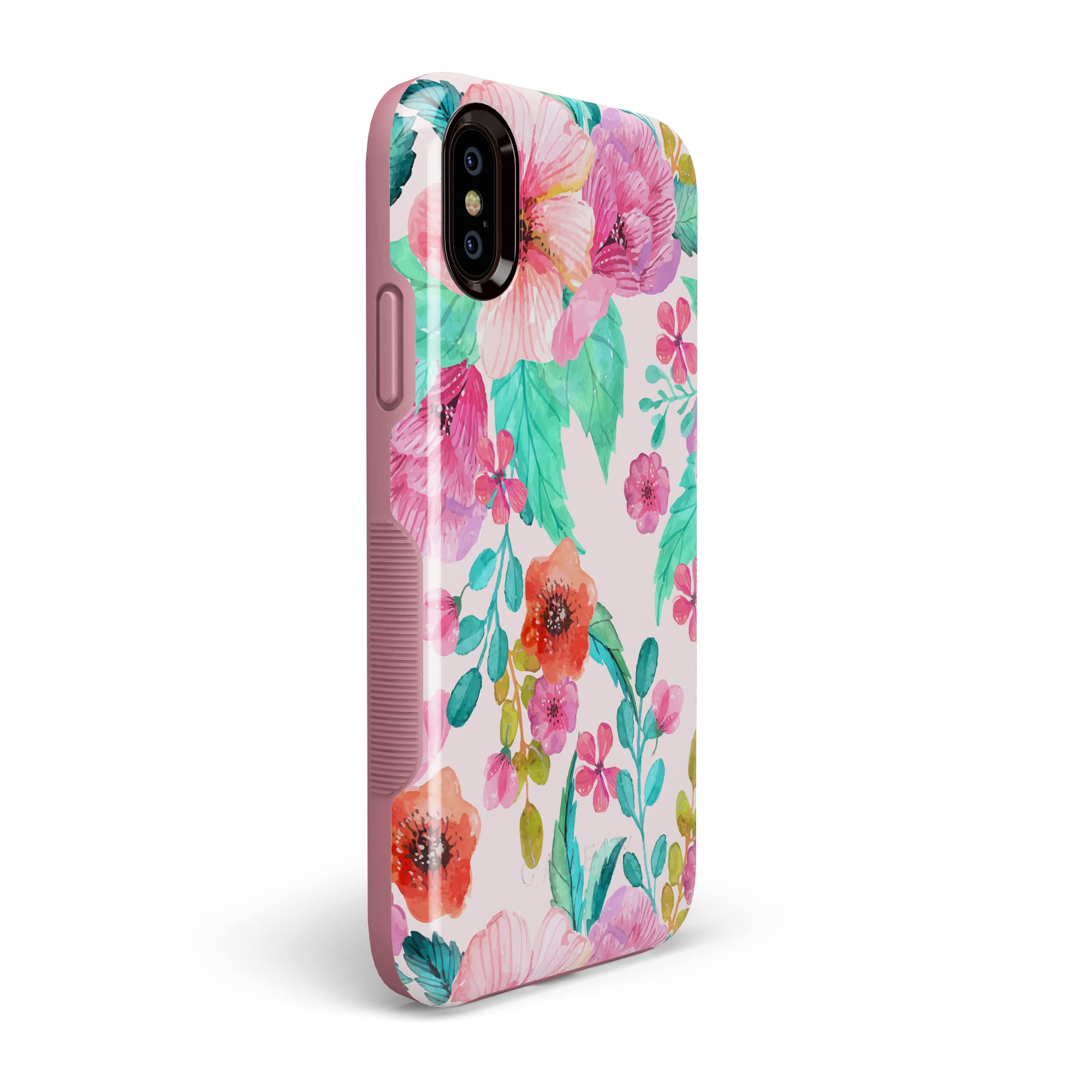 Casely iPhone X/XS Case - Light Pink Floral Design Protective Phone Cover for Women | Slim Fit, Shockproof & Scratch Resistant | Perfect for Everyday Use, Travel & Outdoor Activities