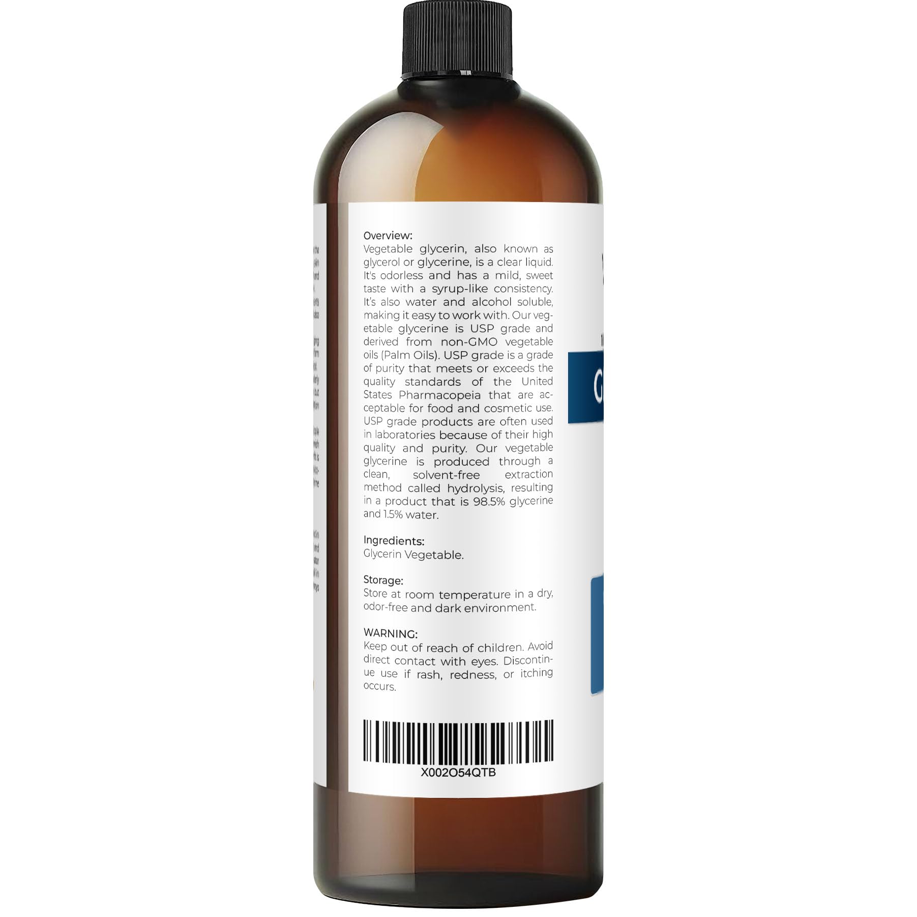 Velona USP Grade Vegetable Glycerin 20 oz - 100% Pure & Natural Carrier Oil for Dry Skin | Hair & Face Moisturizer, Bubble Bath, Soap Making, DIY Skincare | Hydrating Solution for Dry Skin Care, Homemade Cosmetics & Bath Products