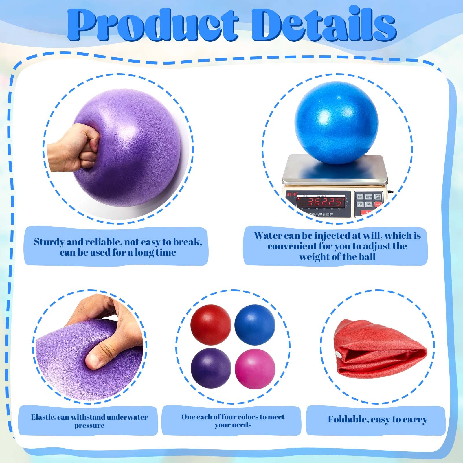 4 Pcs 10-Inch Water Resistance Exercise Balls - Low Impact Pool Workout Equipment for Adults & Seniors - PVC Aquatic Fitness Gear for Swimming, Water Aerobics & Physical Therapy (Pink, Blue, Purple, Red) - Perfect for Home Pools, Gym Classes & Rehabilitation Centers