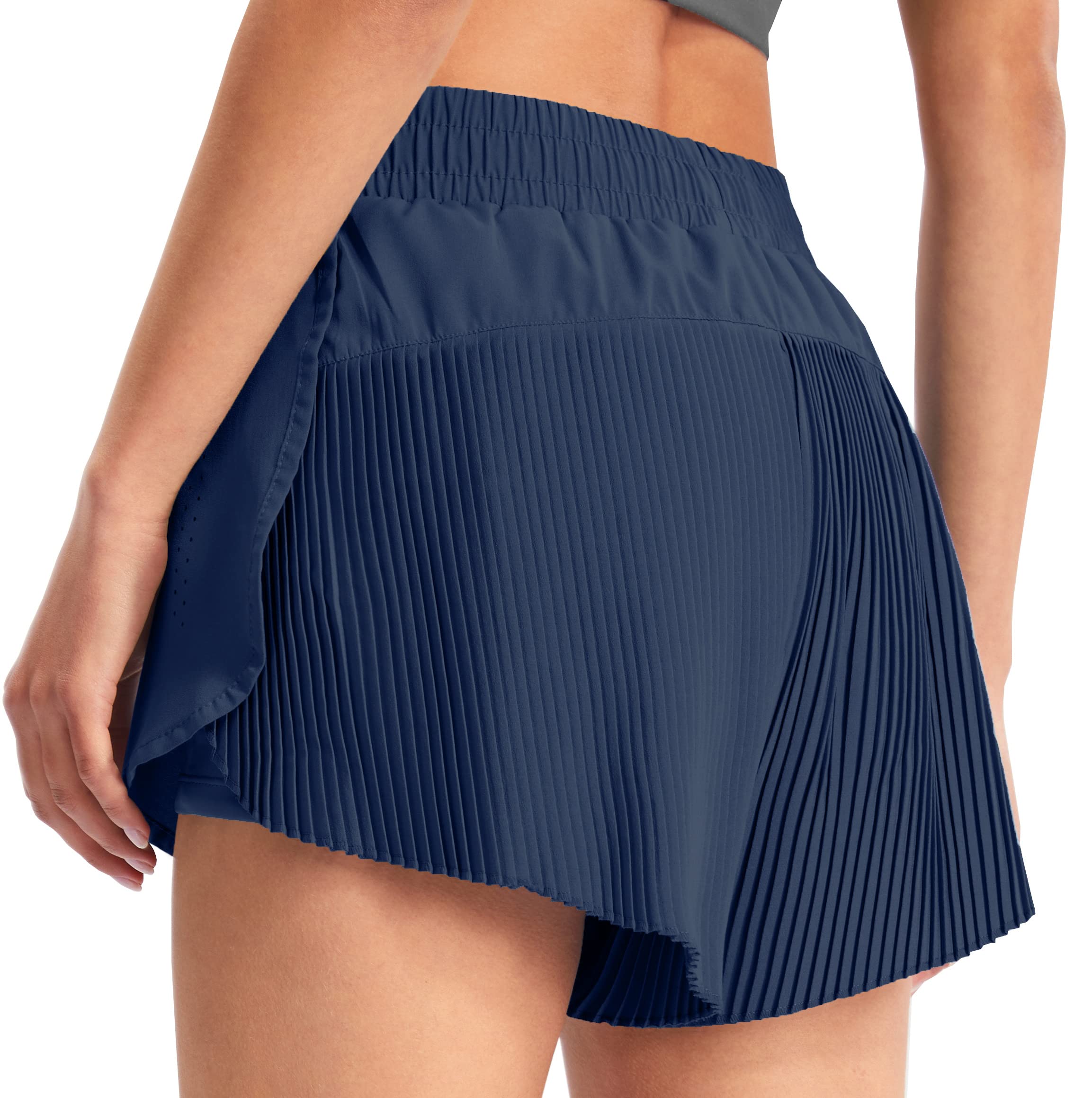PERSIT Women's 2-in-1 Quick Dry Running Shorts - High Waisted Athletic Shorts with Drawstring & 2 Inner Pockets - Perfect for Gym, Yoga, Jogging and Summer Outdoor Activities
