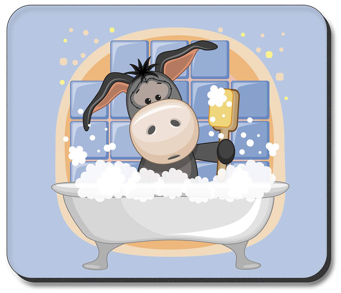 Artistic Donkey in Bath Mouse Pad - Non-Slip Gaming & Office Desk Mat for Computers & Laptops - Perfect for Work, Gaming & Home Office Decor