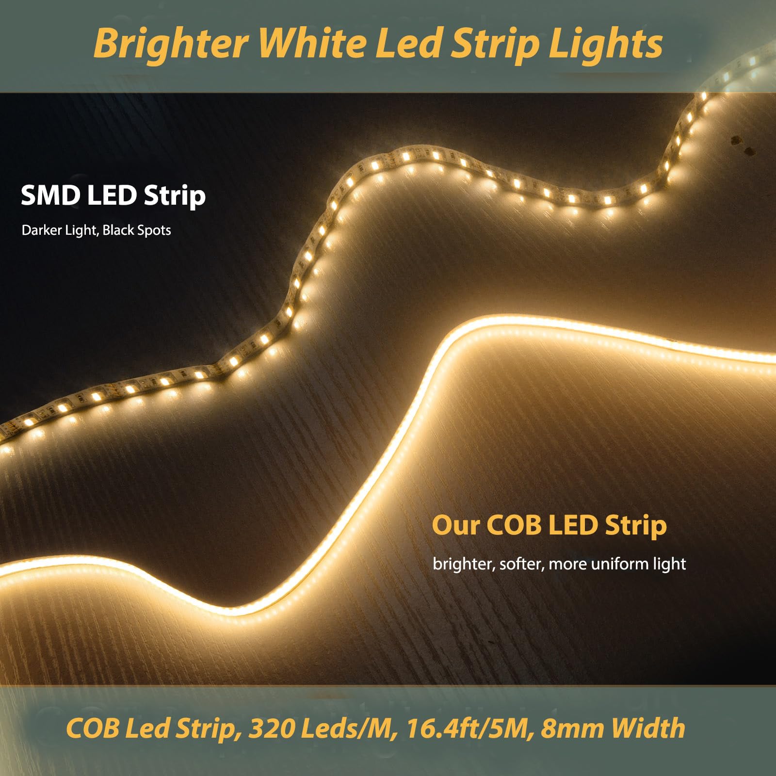 INDARUN 16.4FT COB LED Strip Lights 3000K Warm White - Dimmable 24V Smart LED Light Strip with APP Control, Works with Alexa & Google Assistant - Perfect for Bedroom Lighting, Home Decor, and Ambient Room Accent