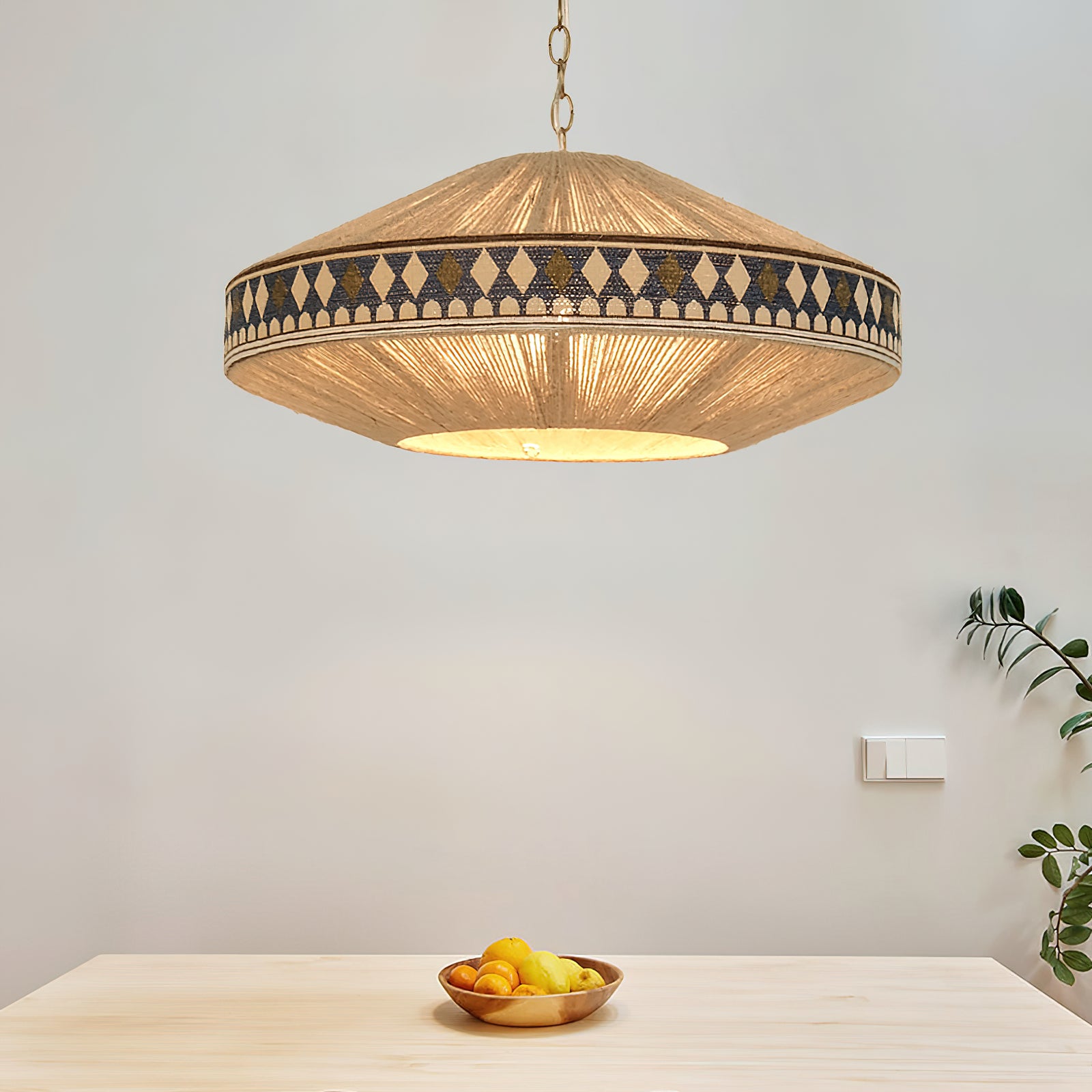Bohemian Fringe Pendant Lamp - Handmade Rattan Chandelier with Beaded Tassels for Living Room, Bedroom, or Dining Room Decor - Perfect for Boho, Farmhouse, and Coastal Style Homes