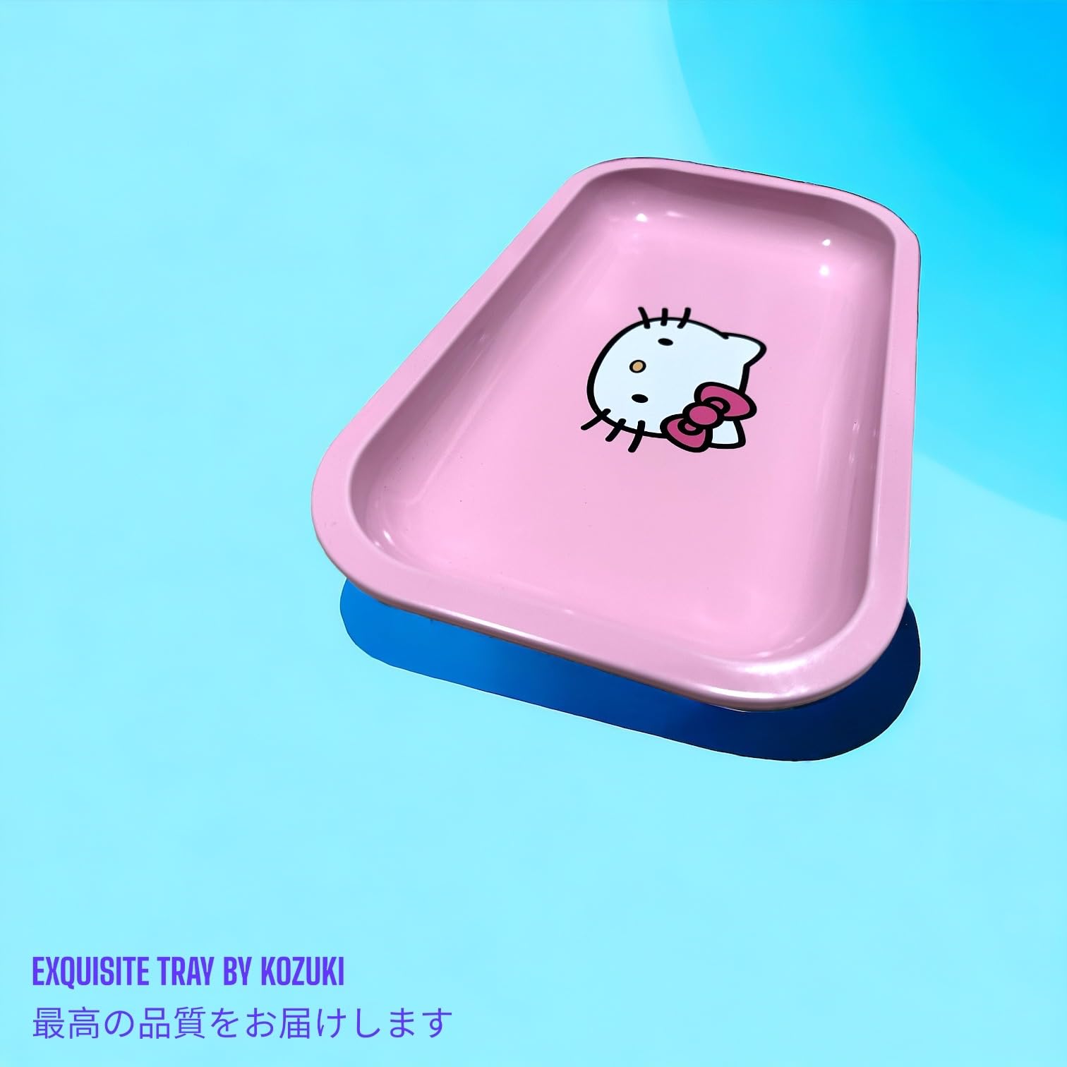 Anime Pink Rolling Tray with Gold Plating - Premium Metal Jewelry Serving Tray for Girls, Decorative Ash Tray & Table Organizer (CAT L) - Perfect for Anime Lovers, Smoking Accessories & Jewelry Display