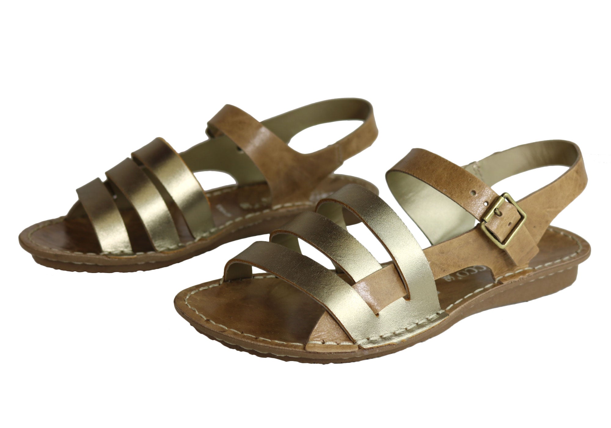 Andacco Aprili Women's Comfortable Flat Leather Sandals - Handmade in Brazil - Perfect for Beach, Vacation & Summer Outfits