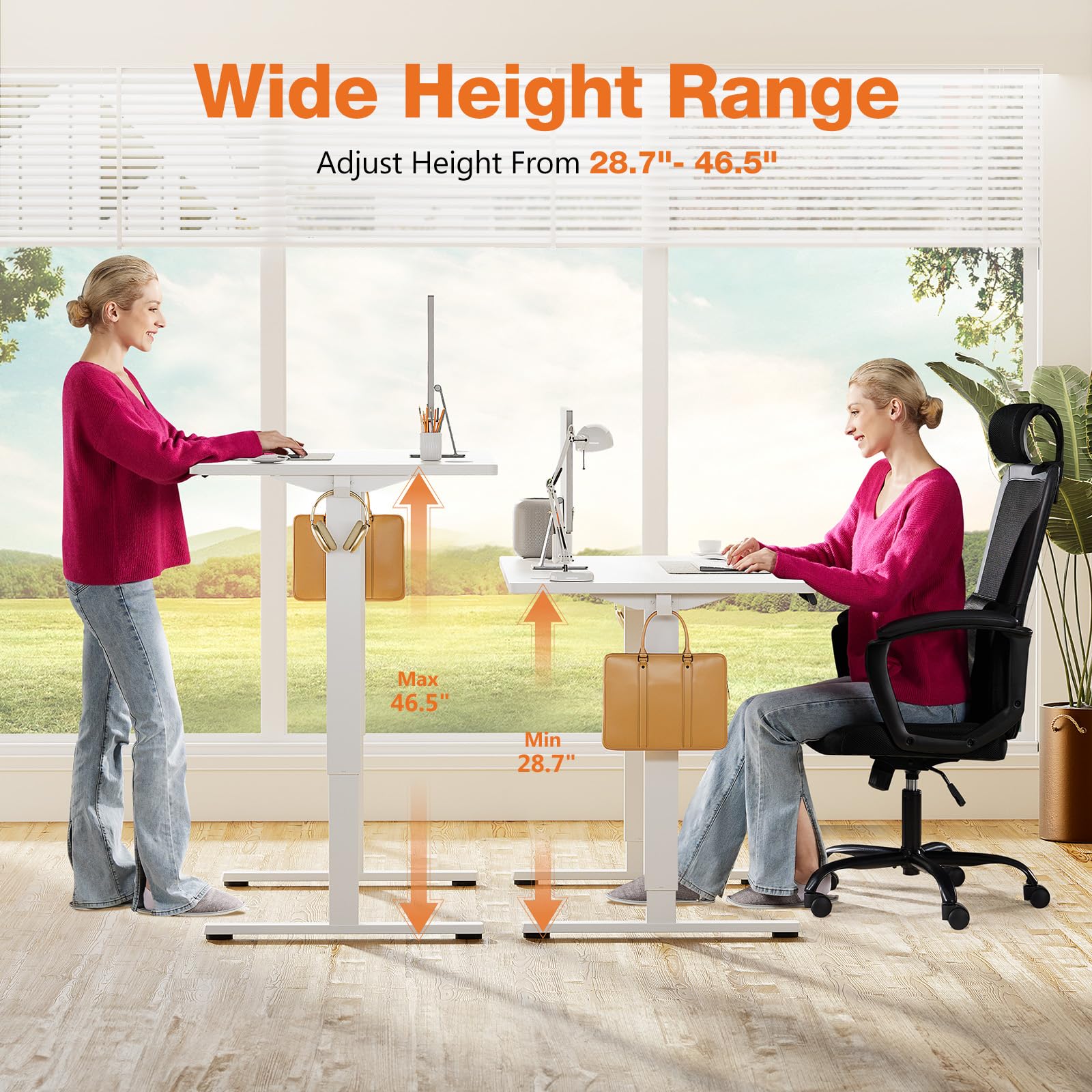 Sweetcrispy Electric Adjustable Height Standing Desk - 40 x 24 inch Sit Stand Workstation with Splice Board, Ergonomic Home Office Desk with 2 Hooks & Cable Management | Perfect for Remote Work, Gaming & Study Setup