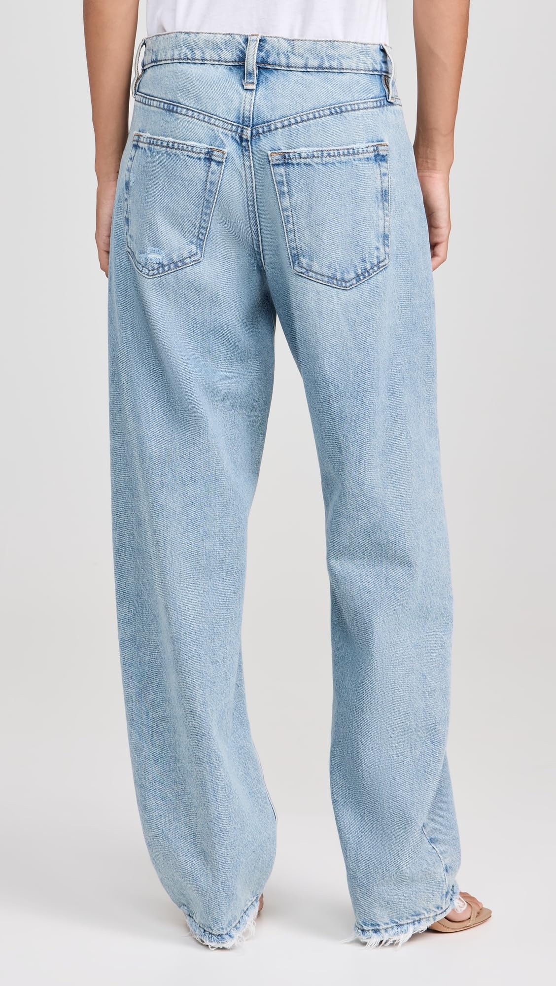 FRAME Women's Low Rise Barrel Jeans - High Waist Distressed Denim Pants for Casual Outfits & Street Style