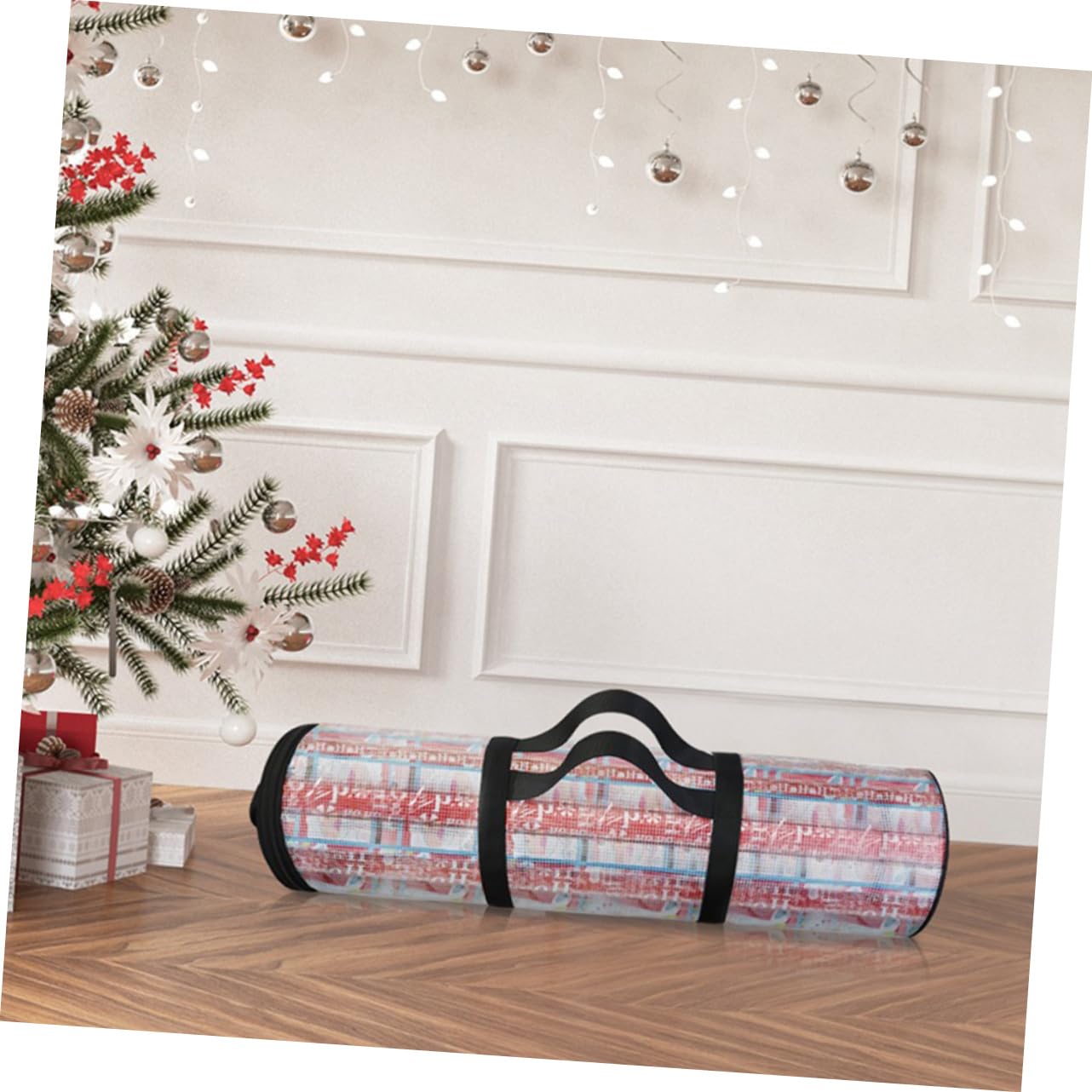 1pc Christmas Storage Bag - Cylindrical Wrapping Organizer Pouch for Holiday Gift Packing & Supplies | Perfect for Xmas Decorations, Present Wrapping & Seasonal Storage