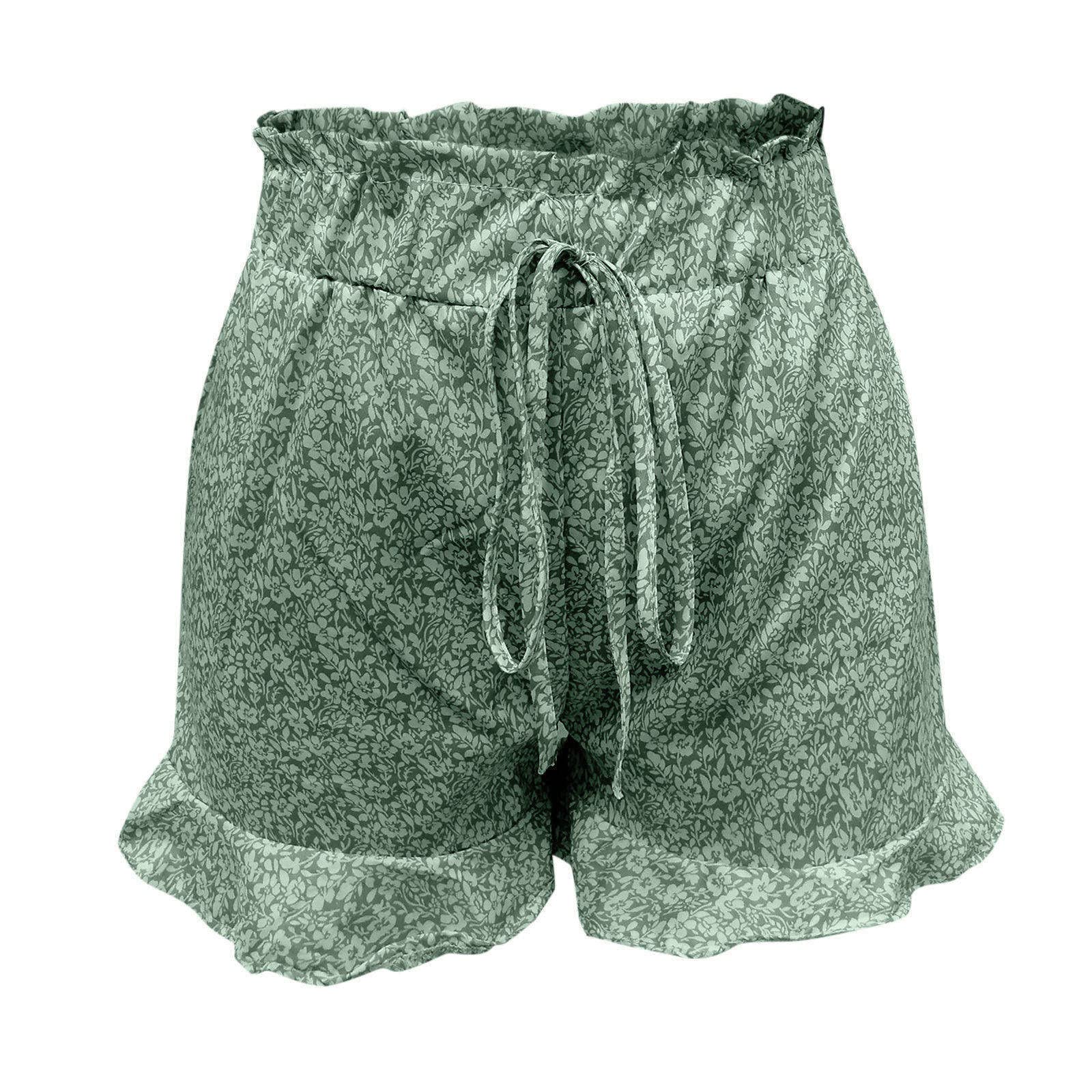 Trendy High Waisted Shorts for Women - Boho Floral Print Summer Lounge Shorts for Casual Wear