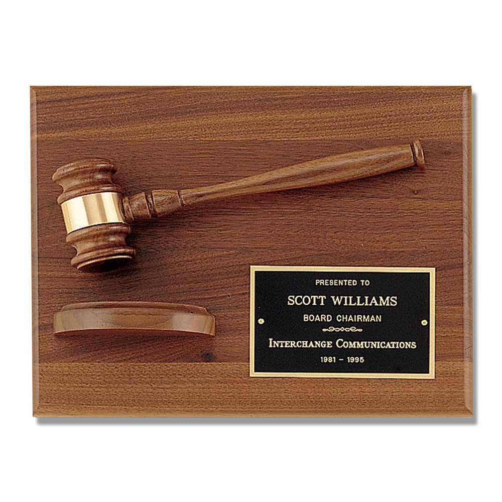 Premium American Walnut Judge Gavel Plaque - 9