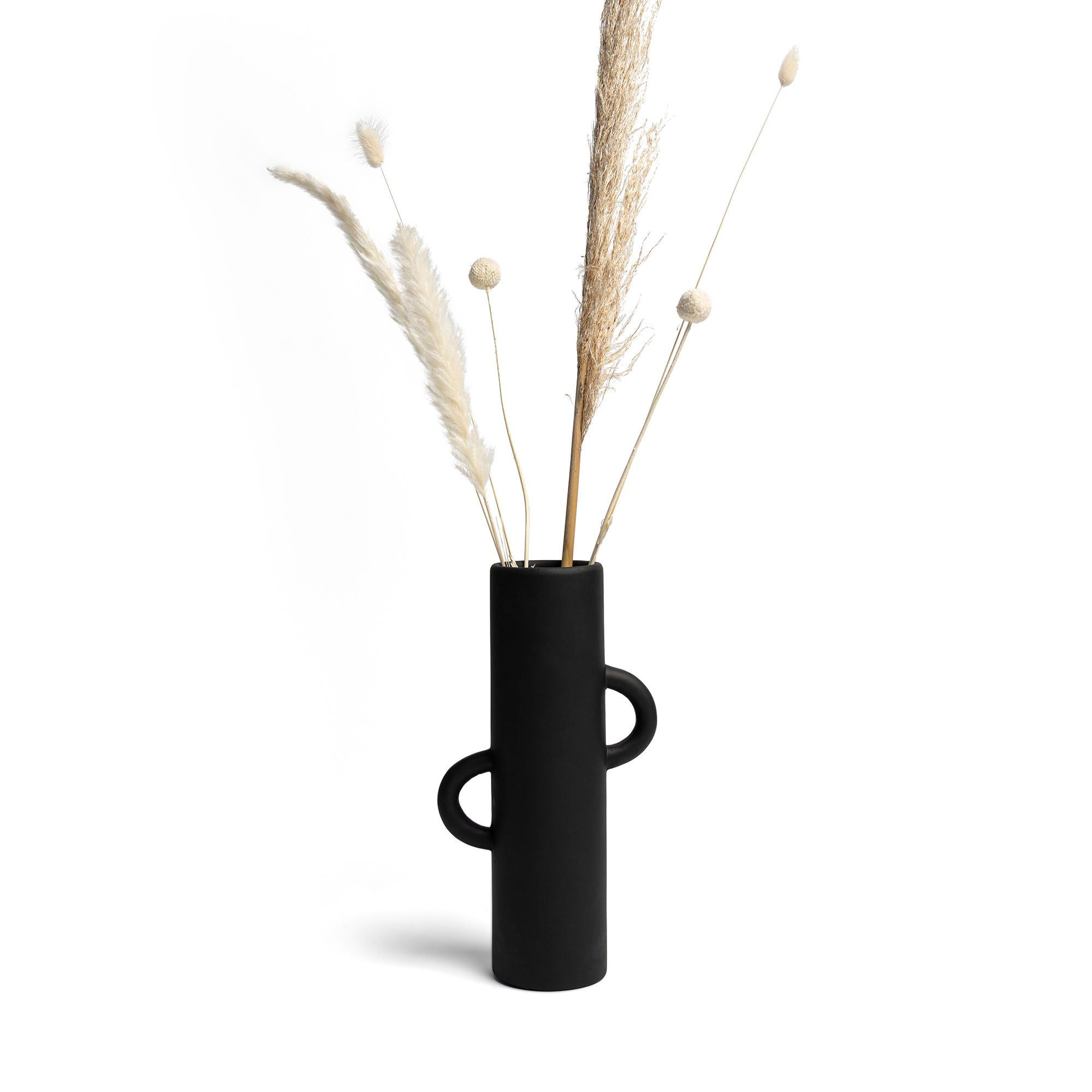 Modern Abstract Tube-Shaped Black Vase - Minimalist Home Decor for Living Room, Bedroom & Office Centerpiece | Ari Decorative Vase