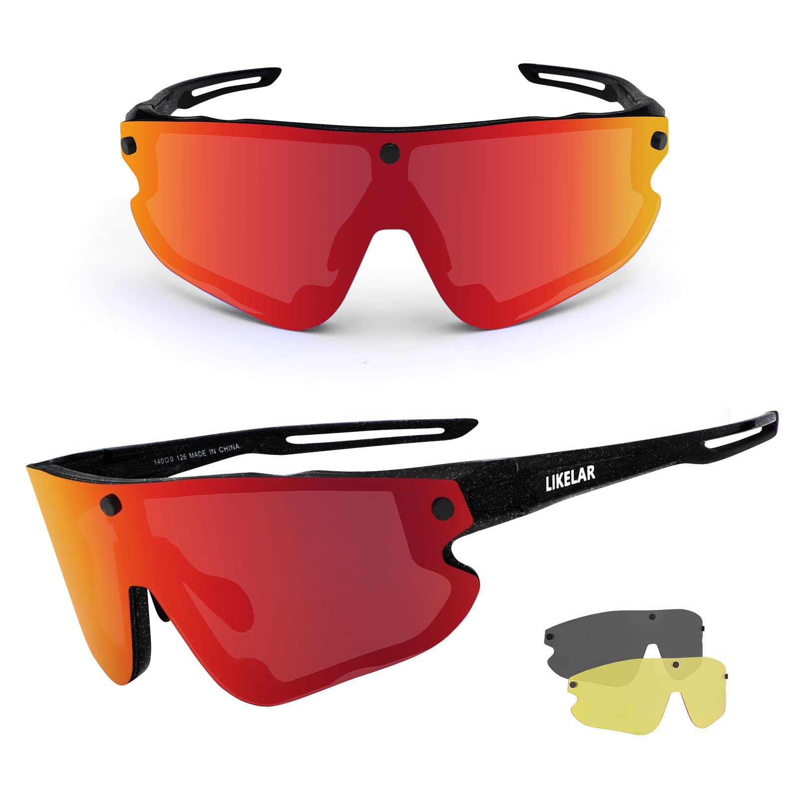 Polarized Baseball Sunglasses for Men - LIKELAR Cycling & Sports Glasses with 3 Magnetic Interchangeable Lenses - UV Protection for Outdoor Running, Driving & Fishing