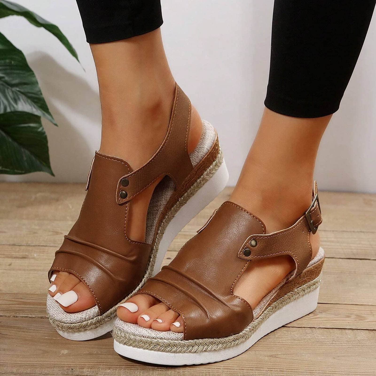 **Women's Comfortable Wedge Sandals with Ankle Strap – Open Toe Espadrilles Platform Sandals for Summer | Dressy & Casual Wear for Beach, Parties, and Everyday Outfits**