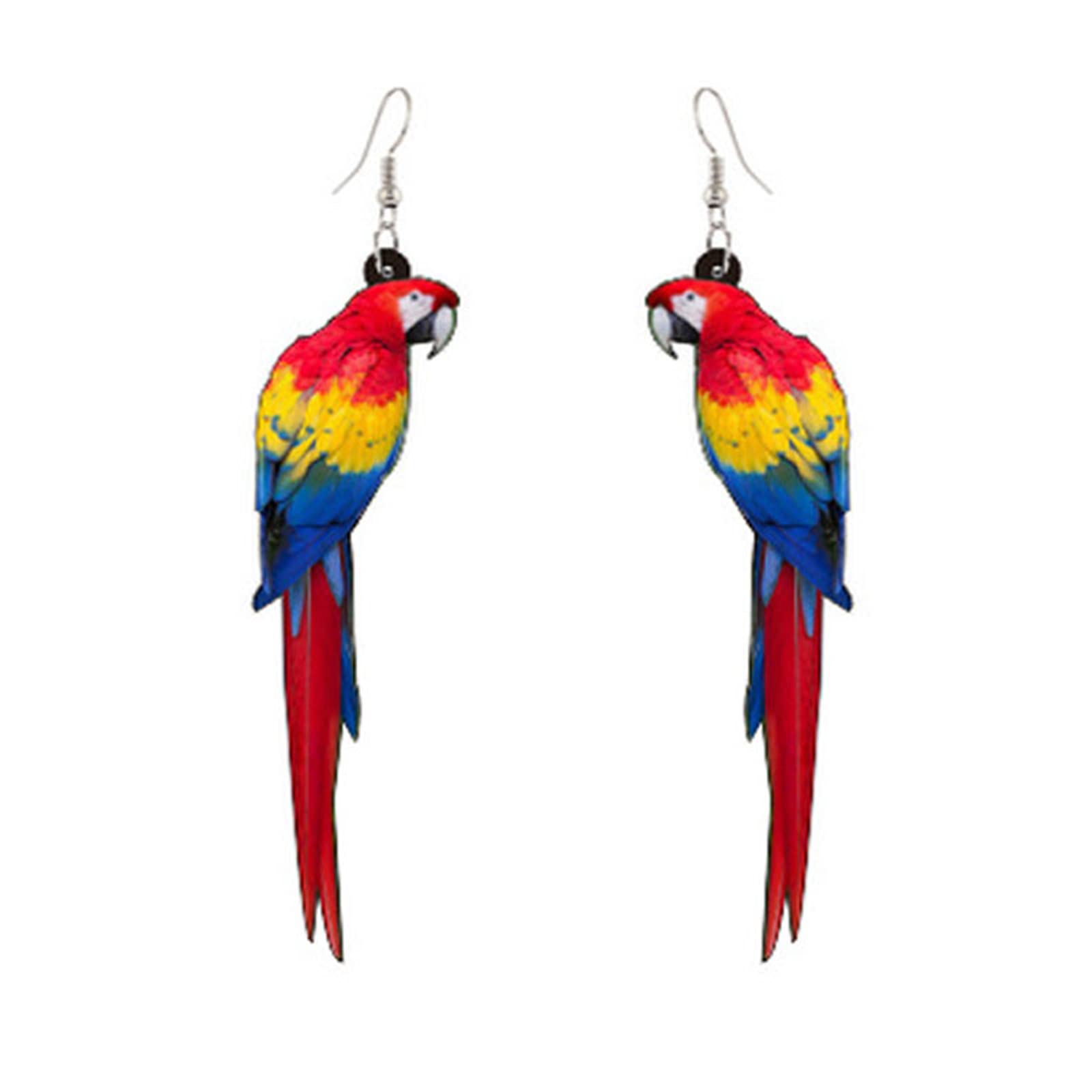 MALOYANVE Acrylic Bird Earrings for Women - Colorful Elegant Long-tailed Parakeet, Parrot & Hummingbird Dangle Drop Jewelry | Animal-Themed Gift for Bird Lovers | Perfect for Parties, Weddings & Everyday Wear