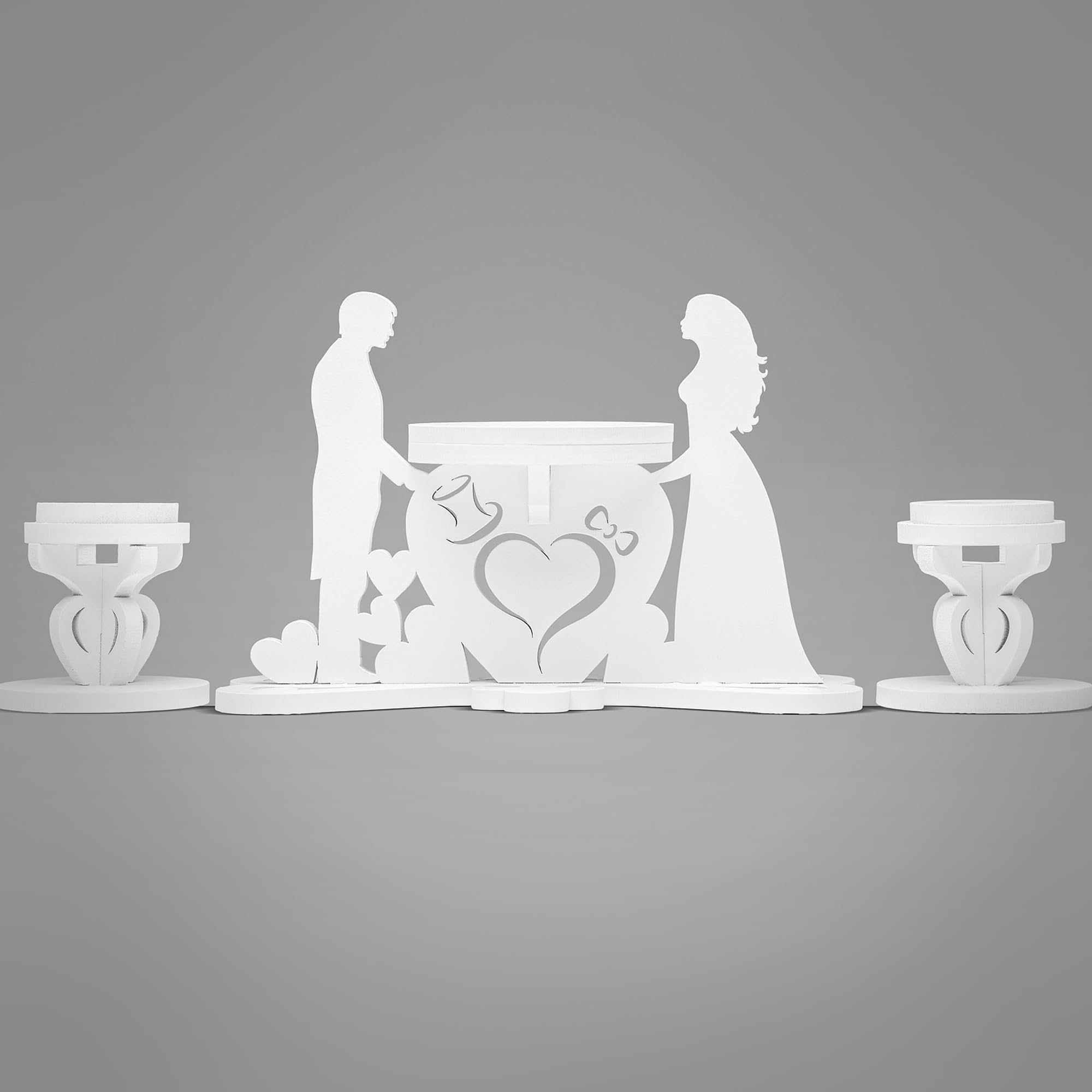 Unity Candle Holder Set for Wedding Ceremony - Bride and Groom Table Candles (3-Piece) - Elegant Wedding Candle Set for Vows, Receptions & Romantic Decor